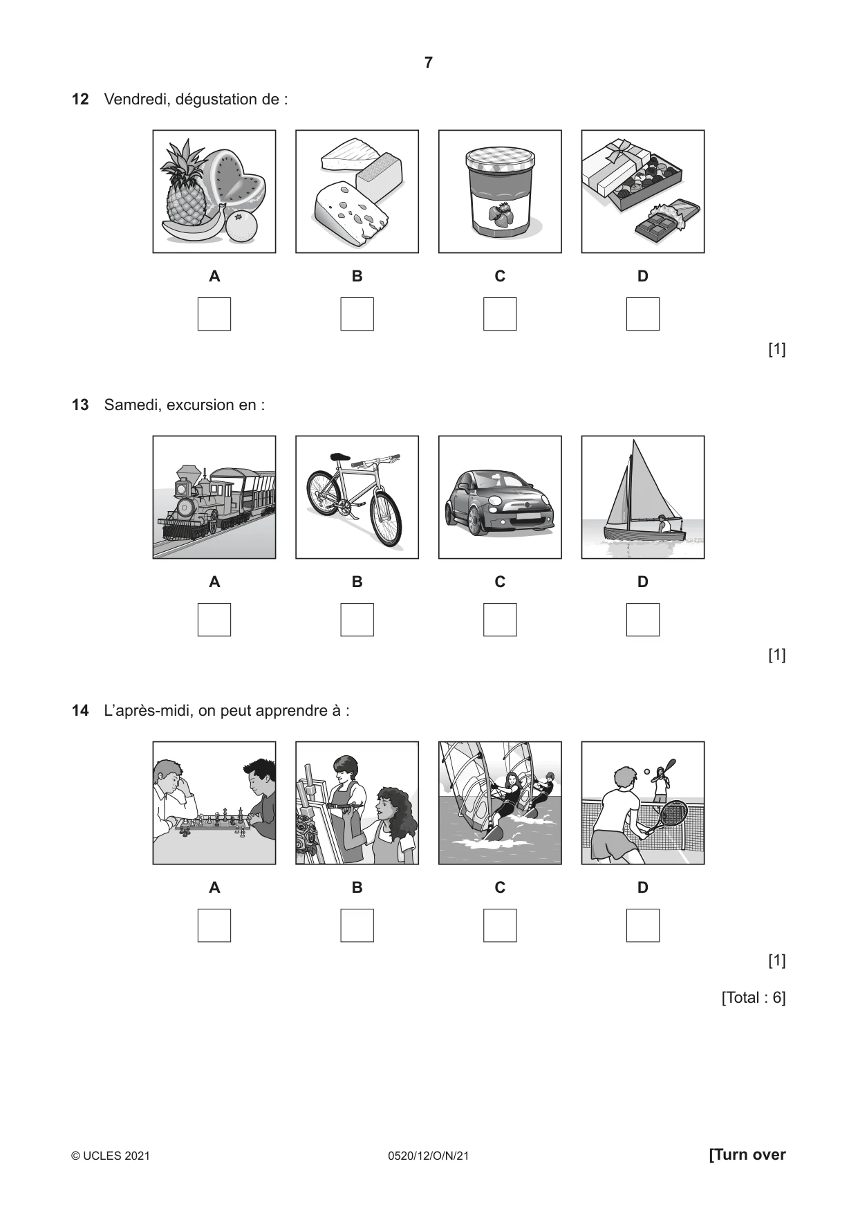 Cambridge IGCSE French - Foreign Language 0520 2021 Oct/Nov Paper 1 · Variant 2 question paper, page 7 of 16