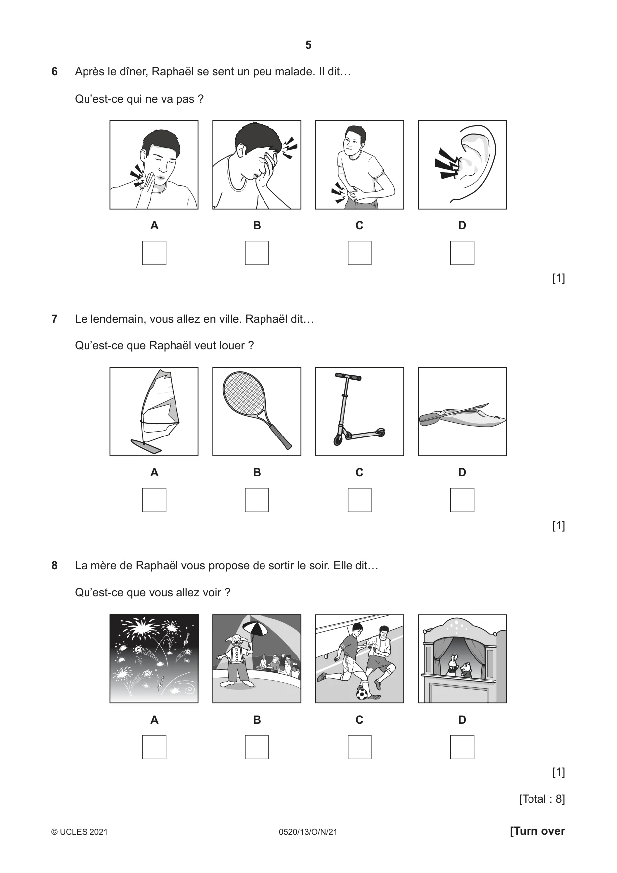 Cambridge IGCSE French - Foreign Language 0520 2021 Oct/Nov Paper 1 · Variant 3 question paper, page 5 of 16