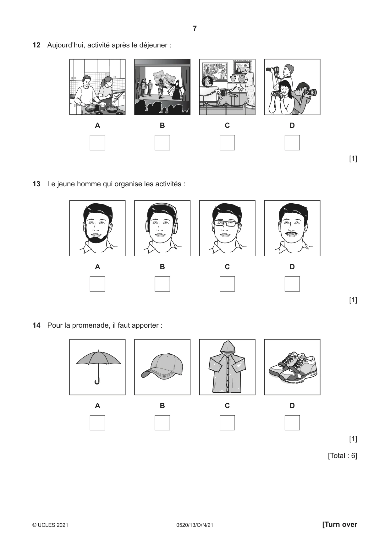 Cambridge IGCSE French - Foreign Language 0520 2021 Oct/Nov Paper 1 · Variant 3 question paper, page 7 of 16