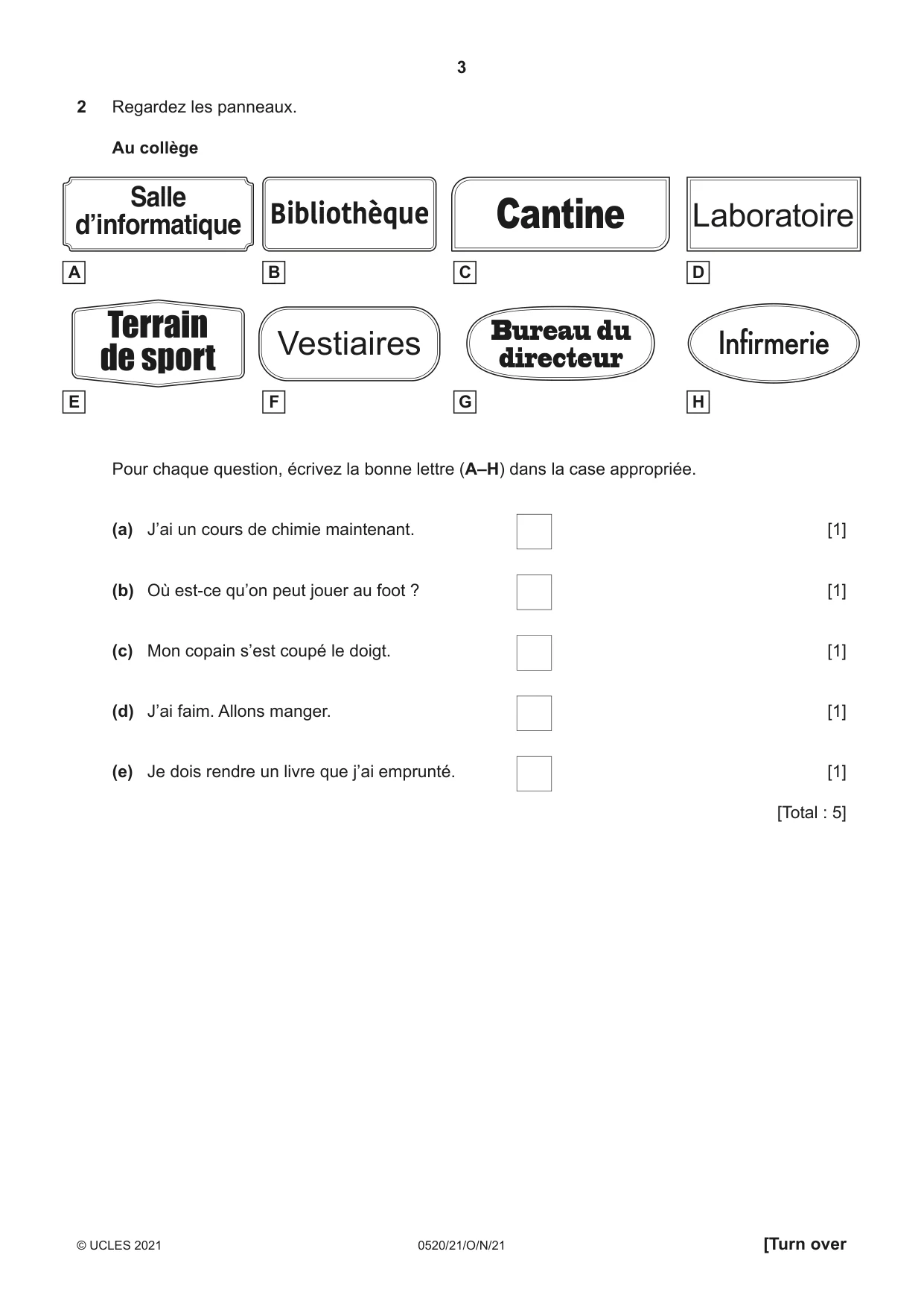 Cambridge IGCSE French - Foreign Language 0520 2021 Oct/Nov Paper 2 · Variant 1 question paper, page 3 of 12