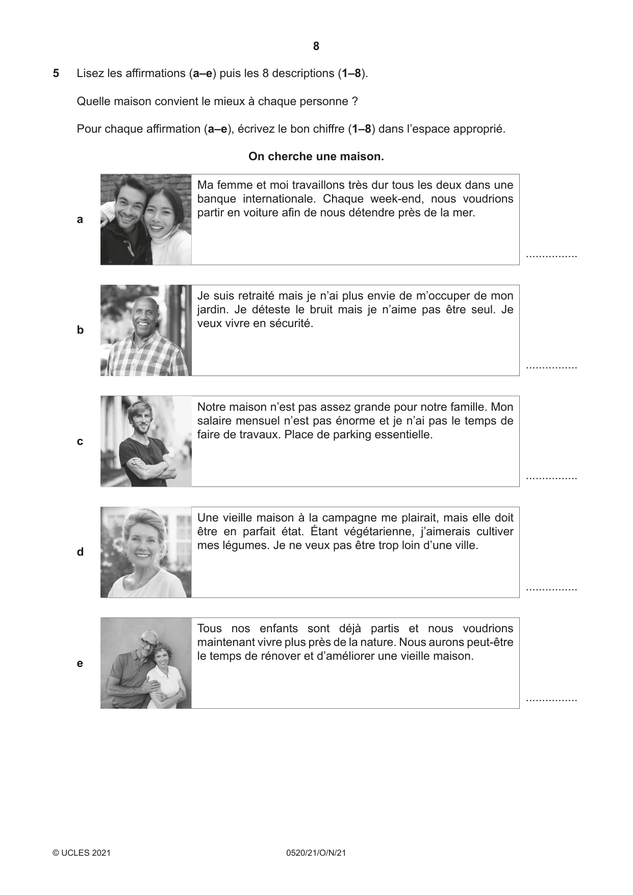 Cambridge IGCSE French - Foreign Language 0520 2021 Oct/Nov Paper 2 · Variant 1 question paper, page 8 of 12