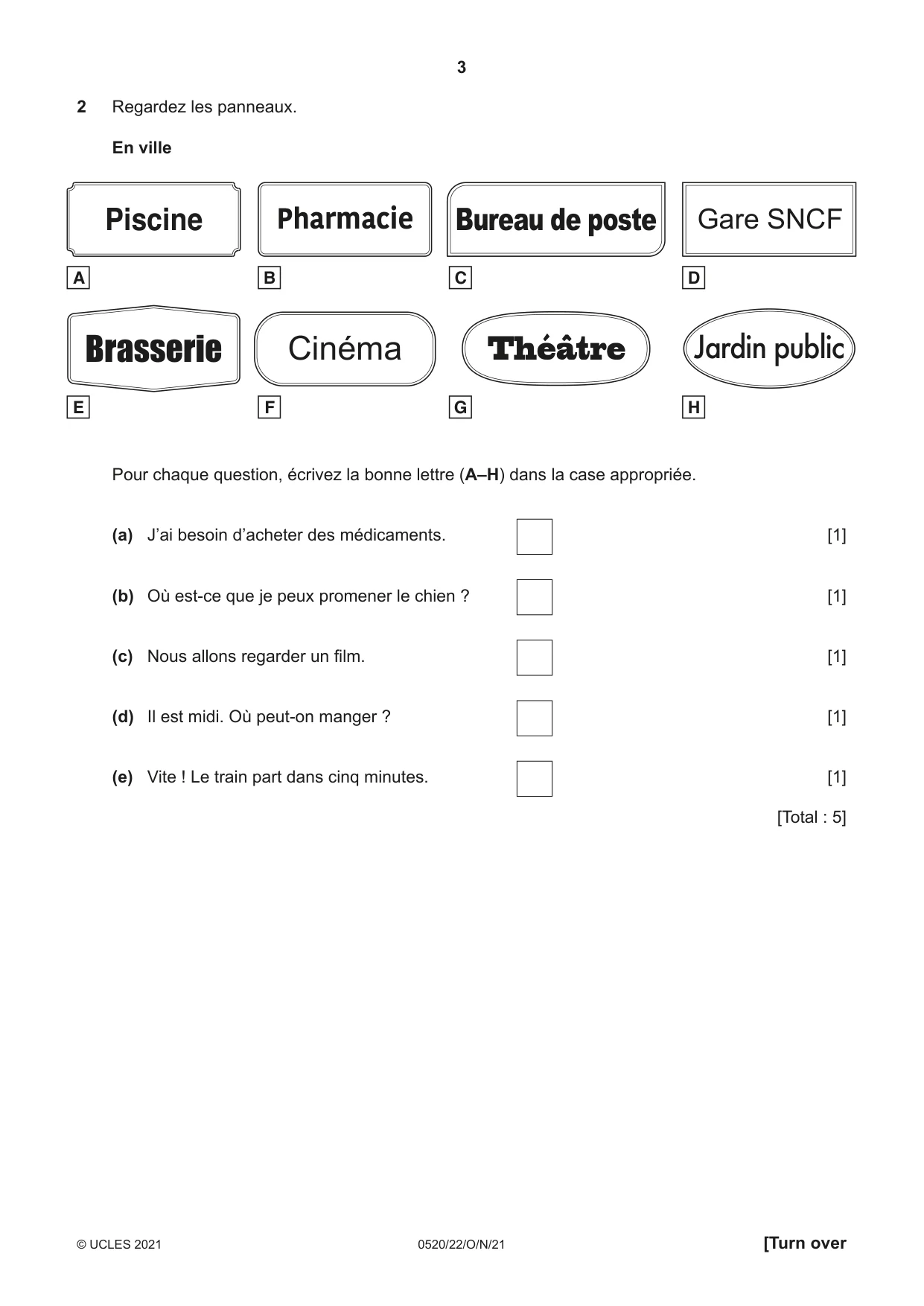 Cambridge IGCSE French - Foreign Language 0520 2021 Oct/Nov Paper 2 · Variant 2 question paper, page 3 of 12