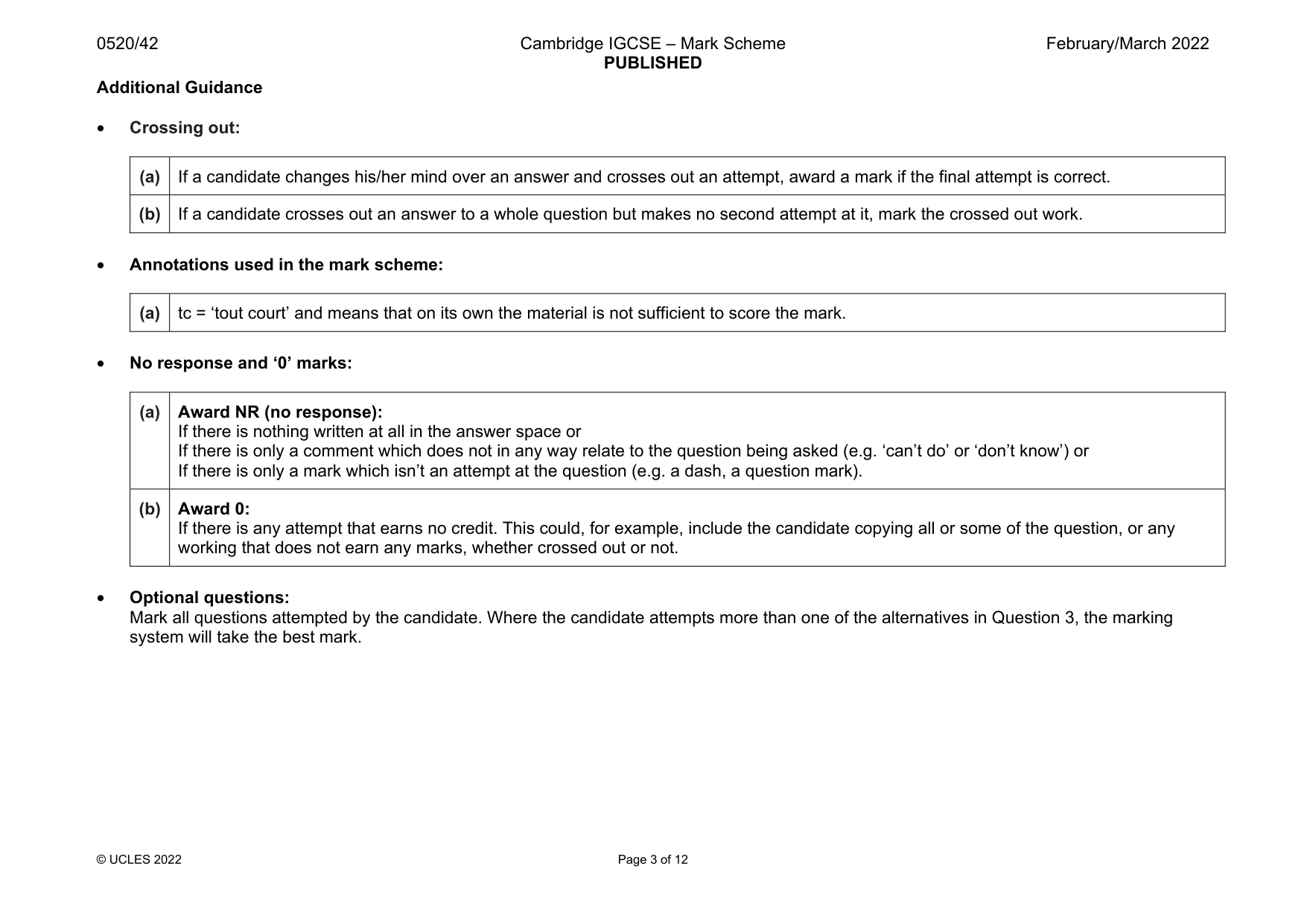 Mark scheme, page 3 of 12
