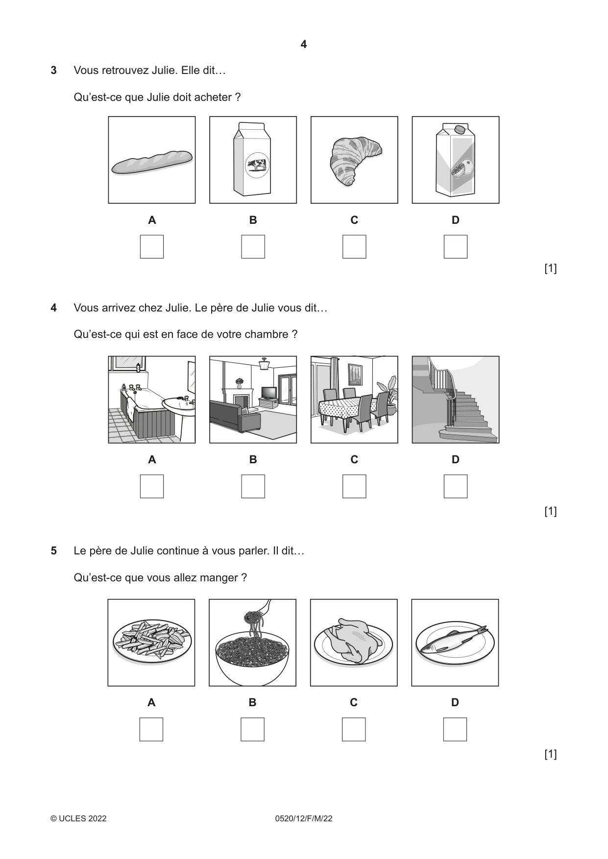 Cambridge IGCSE French - Foreign Language 0520 2022 Feb/March Paper 1 · Variant 2 question paper, page 4 of 16