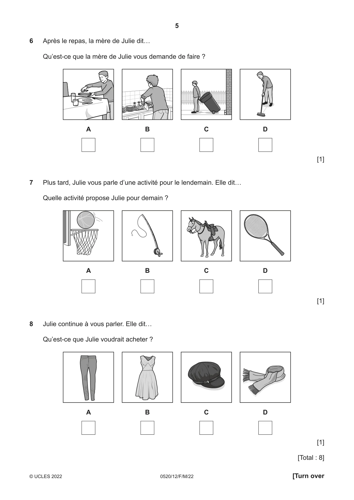 Cambridge IGCSE French - Foreign Language 0520 2022 Feb/March Paper 1 · Variant 2 question paper, page 5 of 16