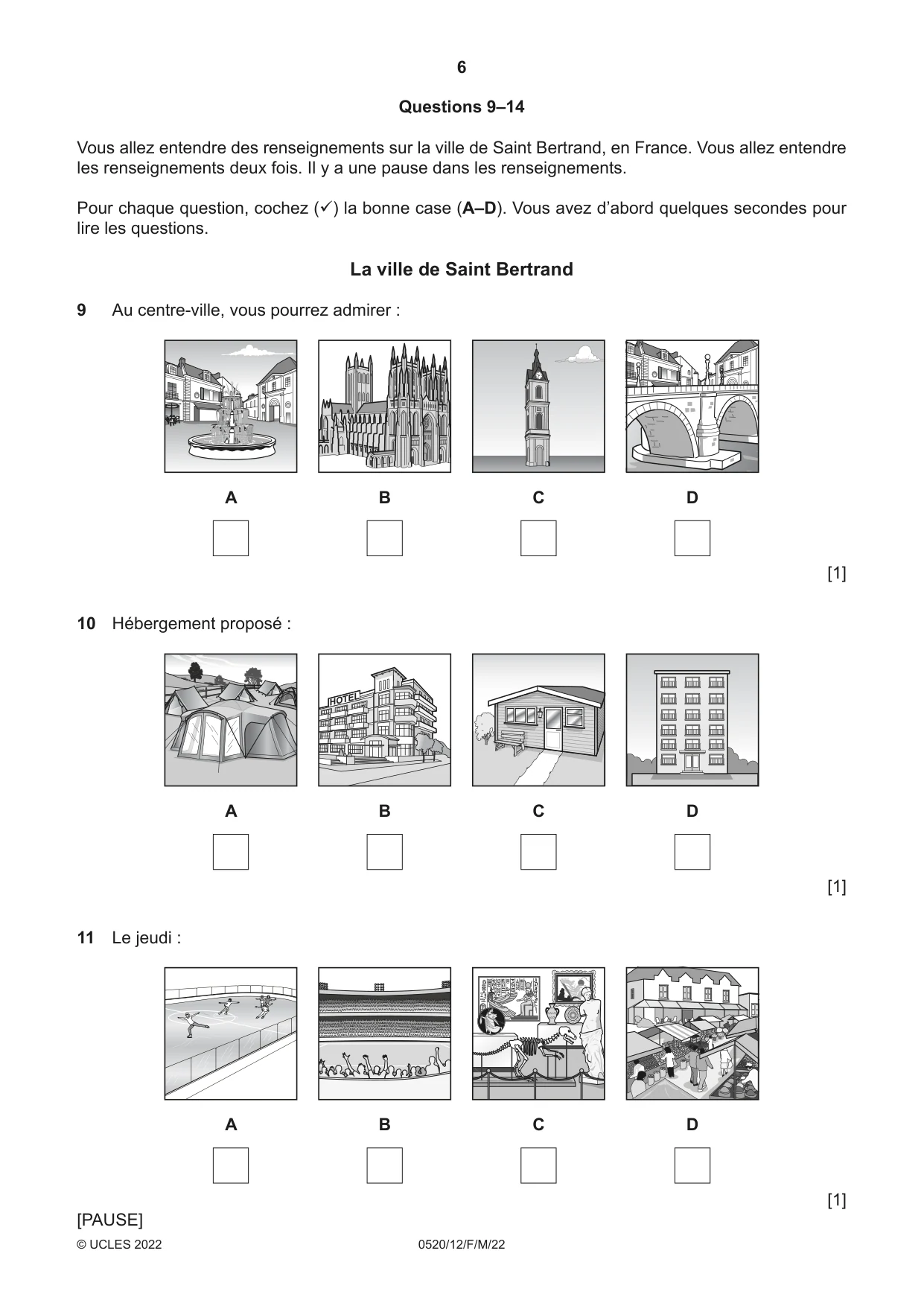 Cambridge IGCSE French - Foreign Language 0520 2022 Feb/March Paper 1 · Variant 2 question paper, page 6 of 16