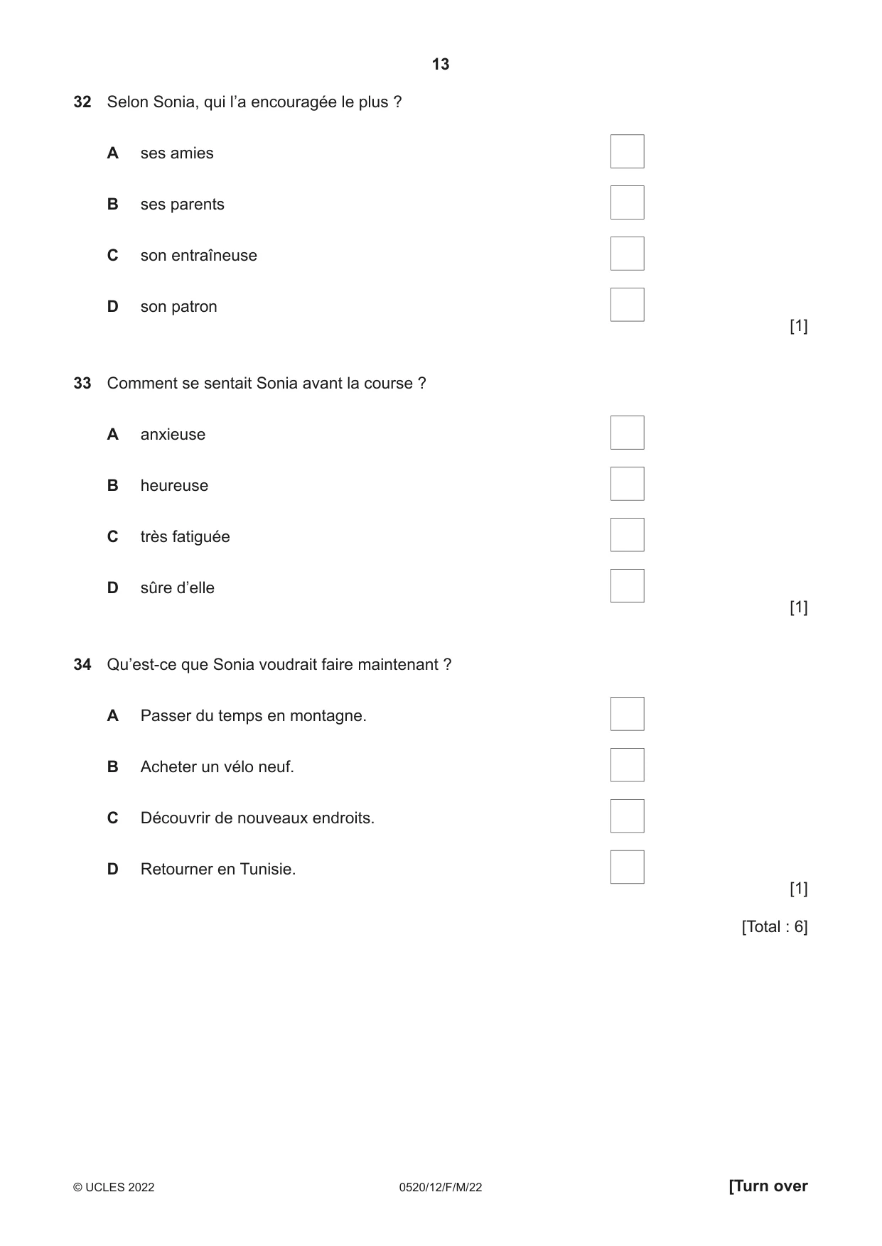 Cambridge IGCSE French - Foreign Language 0520 2022 Feb/March Paper 1 · Variant 2 question paper, page 13 of 16