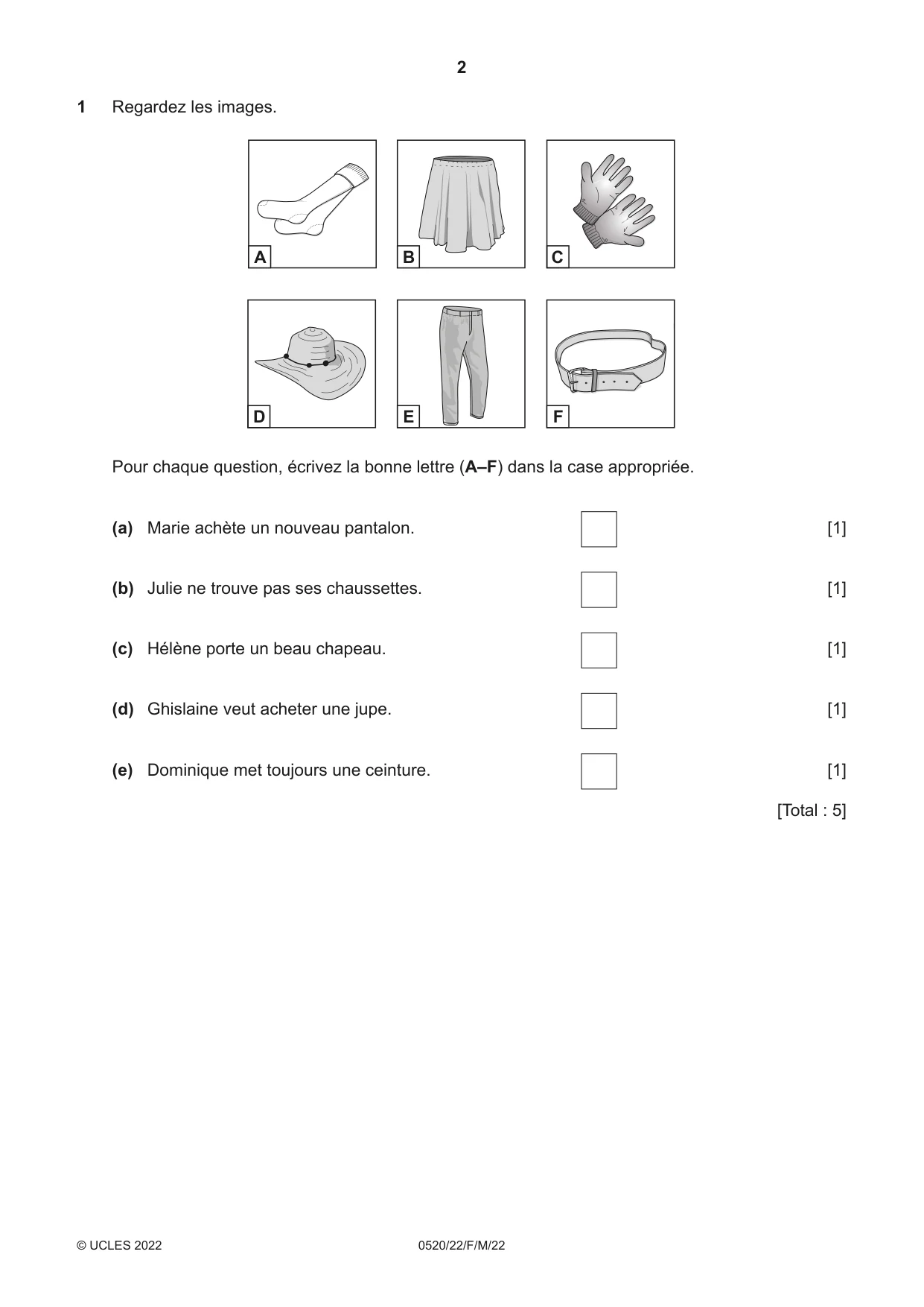Cambridge IGCSE French - Foreign Language 0520 2022 Feb/March Paper 2 · Variant 2 question paper, page 2 of 12