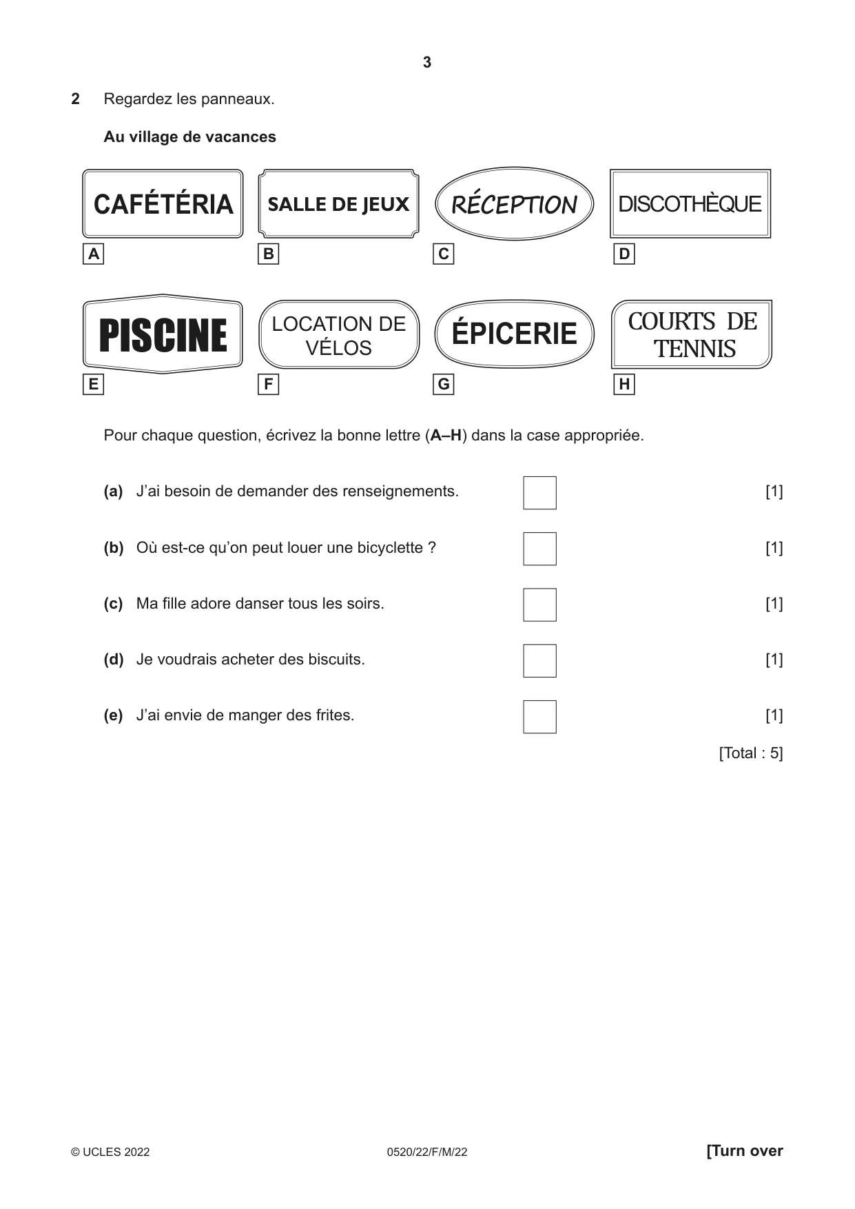 Cambridge IGCSE French - Foreign Language 0520 2022 Feb/March Paper 2 · Variant 2 question paper, page 3 of 12