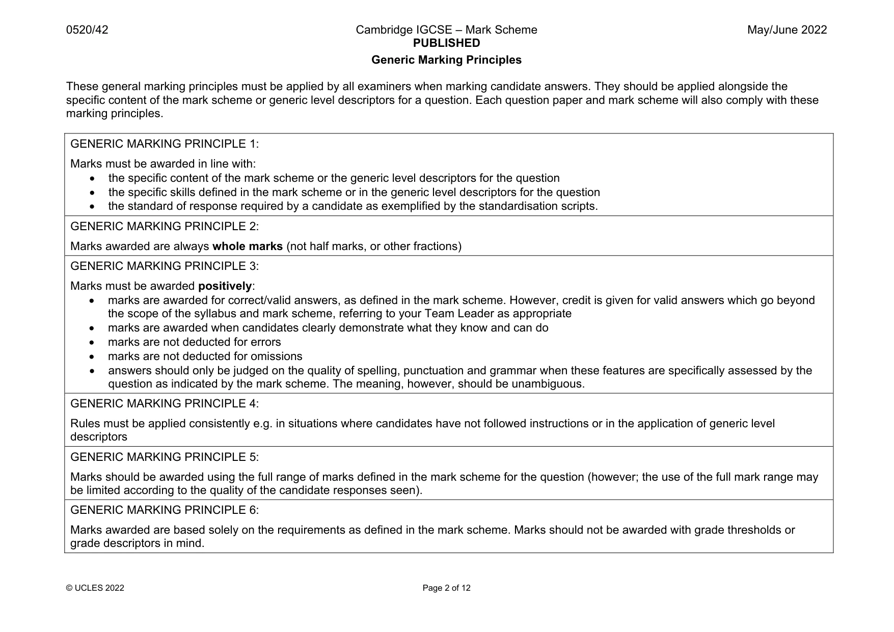 Mark scheme, page 2 of 12