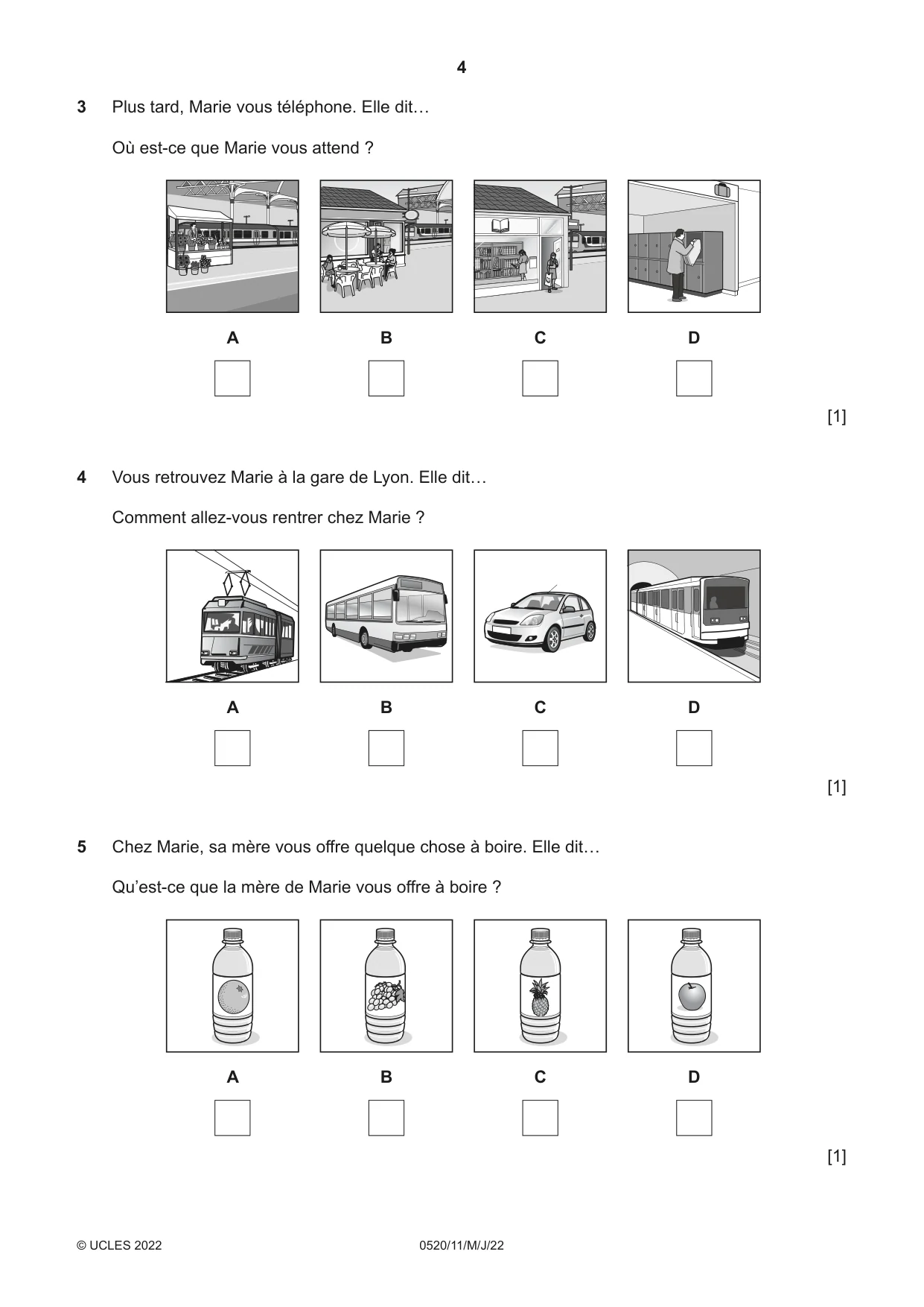 Cambridge IGCSE French - Foreign Language 0520 2022 May/June Paper 1 · Variant 1 question paper, page 4 of 16