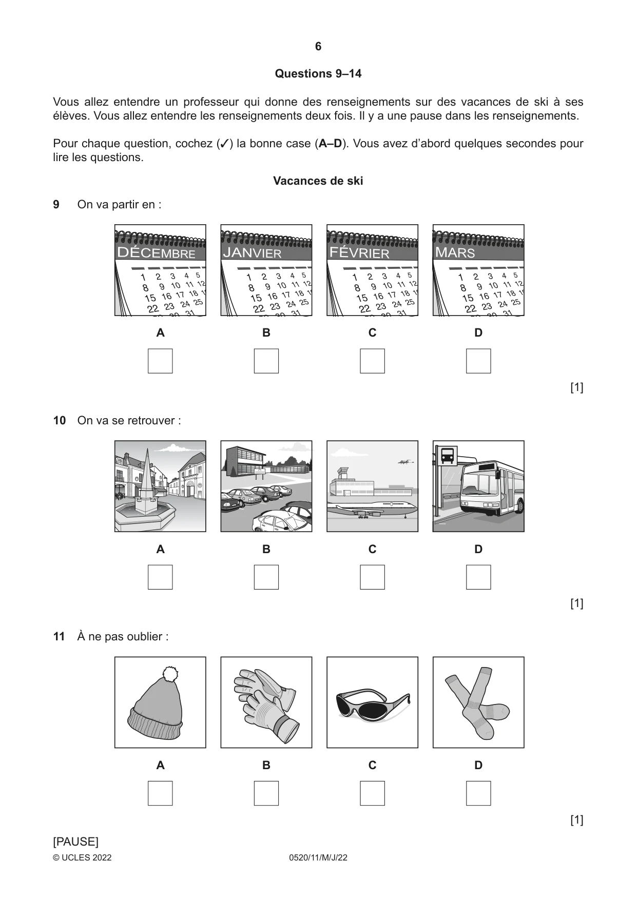 Cambridge IGCSE French - Foreign Language 0520 2022 May/June Paper 1 · Variant 1 question paper, page 6 of 16