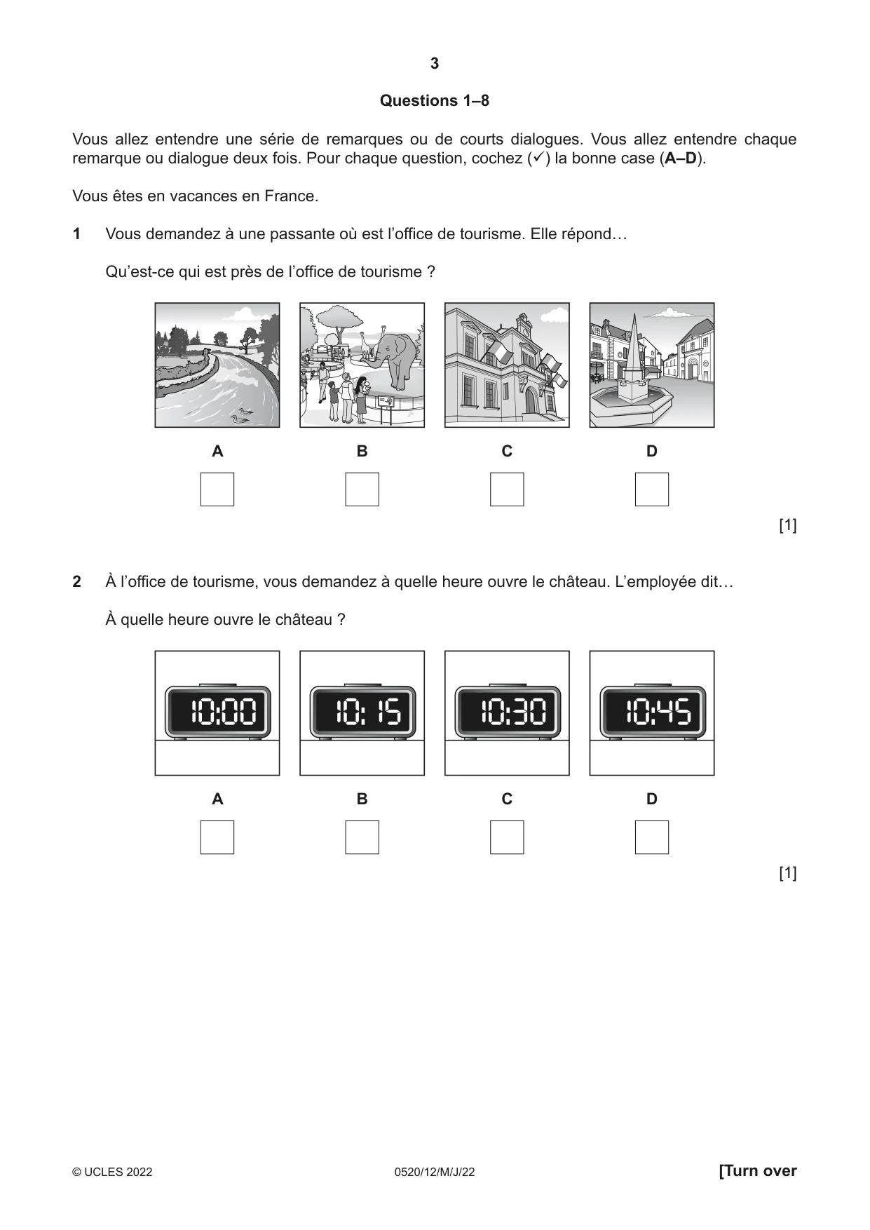 Cambridge IGCSE French - Foreign Language 0520 2022 May/June Paper 1 · Variant 2 question paper, page 3 of 16