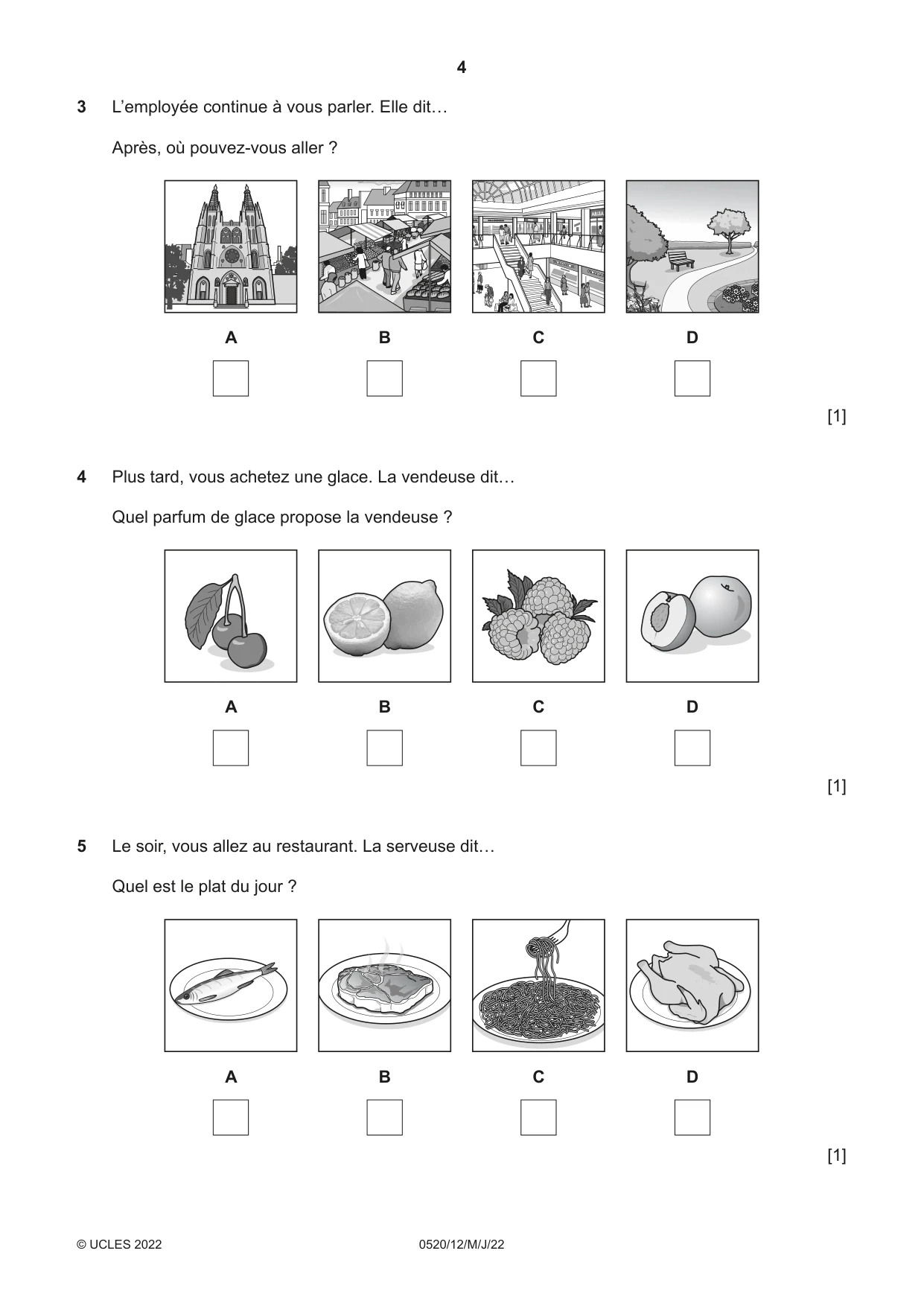 Cambridge IGCSE French - Foreign Language 0520 2022 May/June Paper 1 · Variant 2 question paper, page 4 of 16