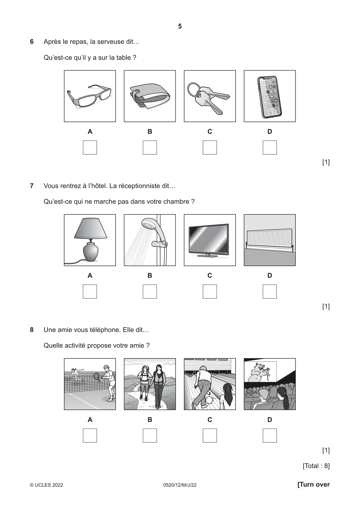 Cambridge IGCSE French - Foreign Language 0520 2022 May/June Paper 1 · Variant 2 question paper, page 5 of 16