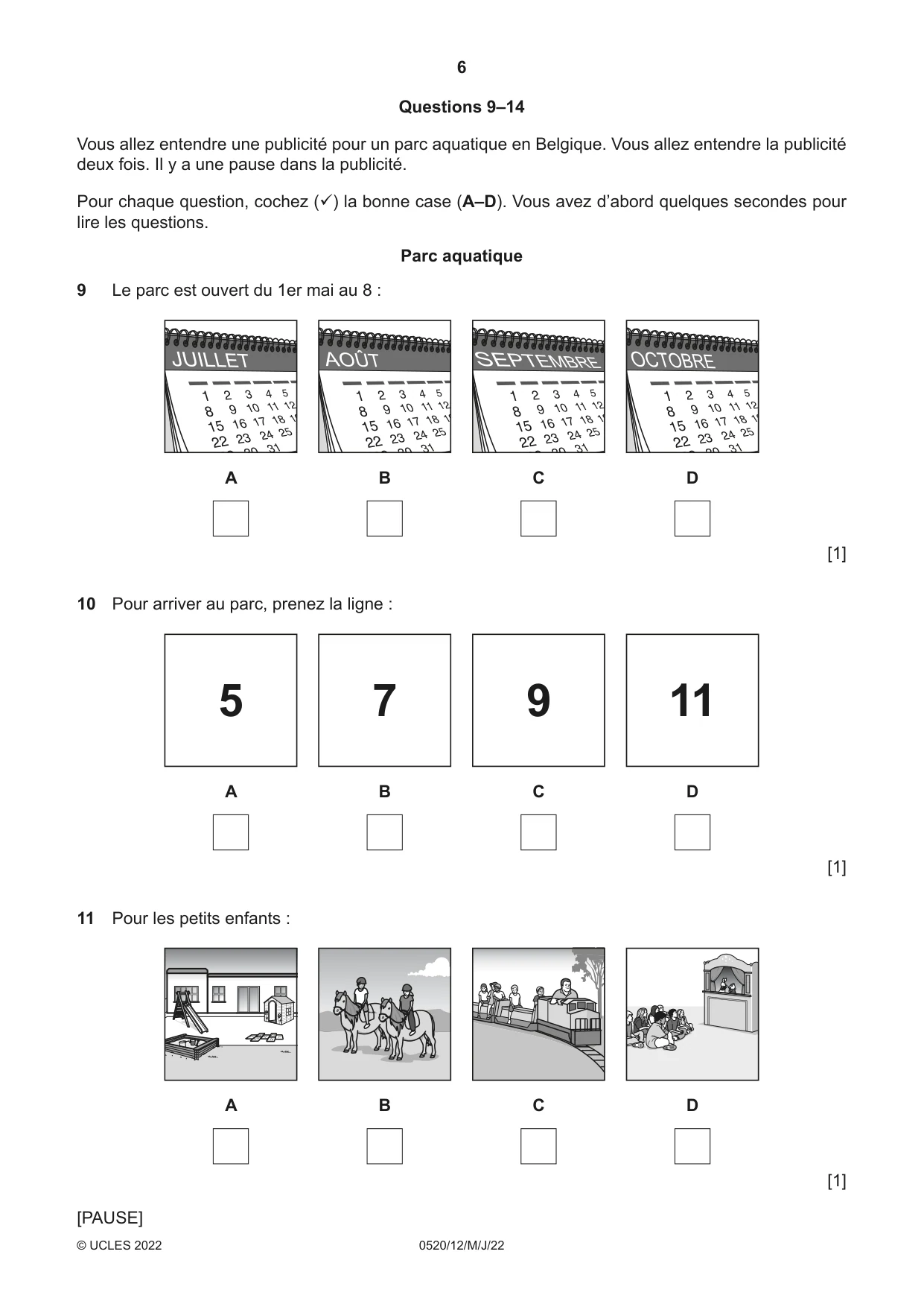 Cambridge IGCSE French - Foreign Language 0520 2022 May/June Paper 1 · Variant 2 question paper, page 6 of 16
