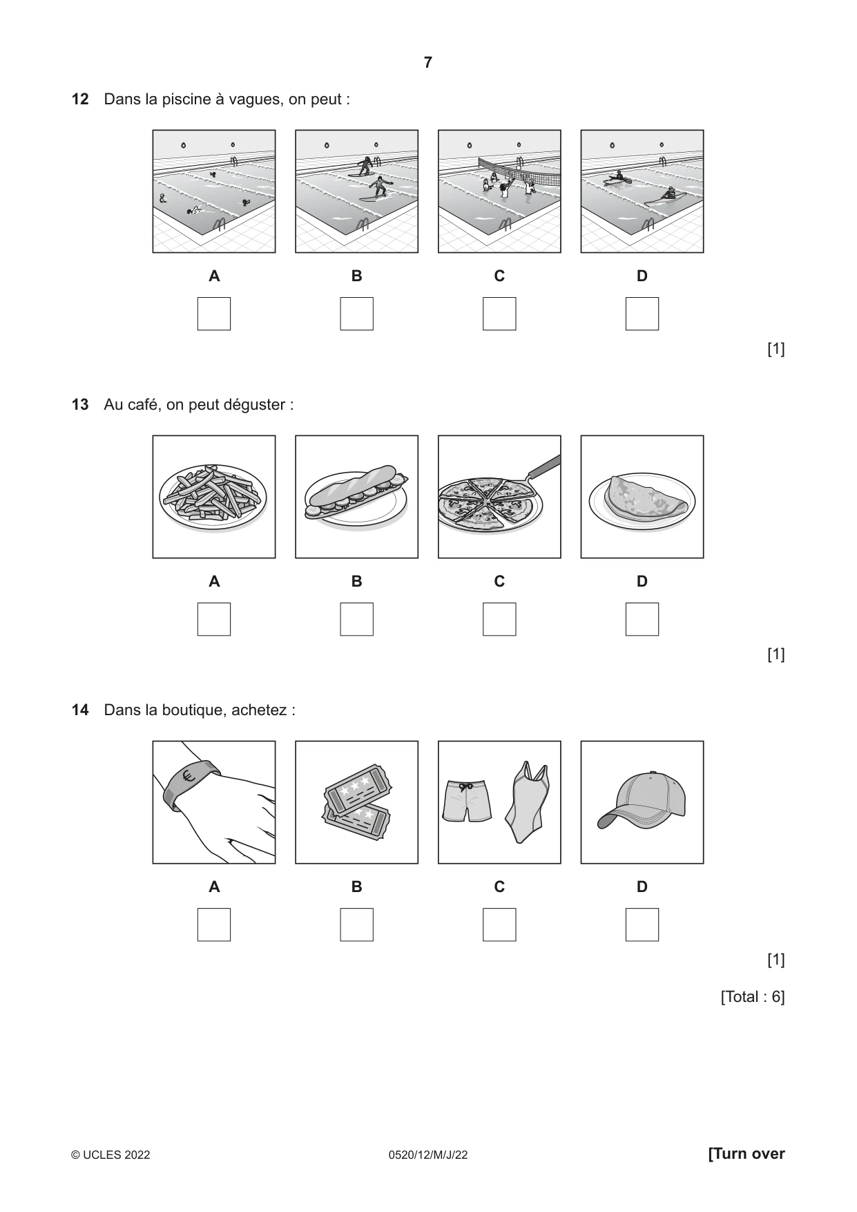 Cambridge IGCSE French - Foreign Language 0520 2022 May/June Paper 1 · Variant 2 question paper, page 7 of 16