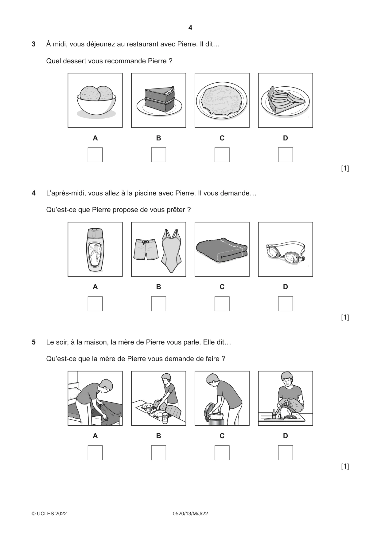 Cambridge IGCSE French - Foreign Language 0520 2022 May/June Paper 1 · Variant 3 question paper, page 4 of 16