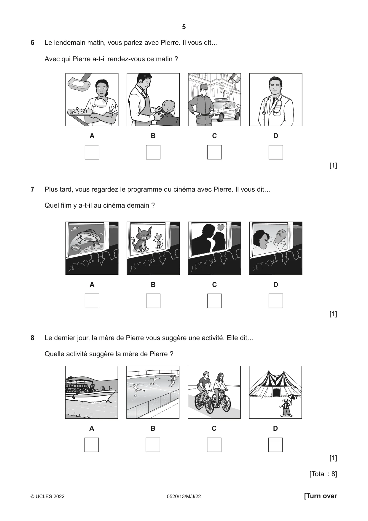 Cambridge IGCSE French - Foreign Language 0520 2022 May/June Paper 1 · Variant 3 question paper, page 5 of 16