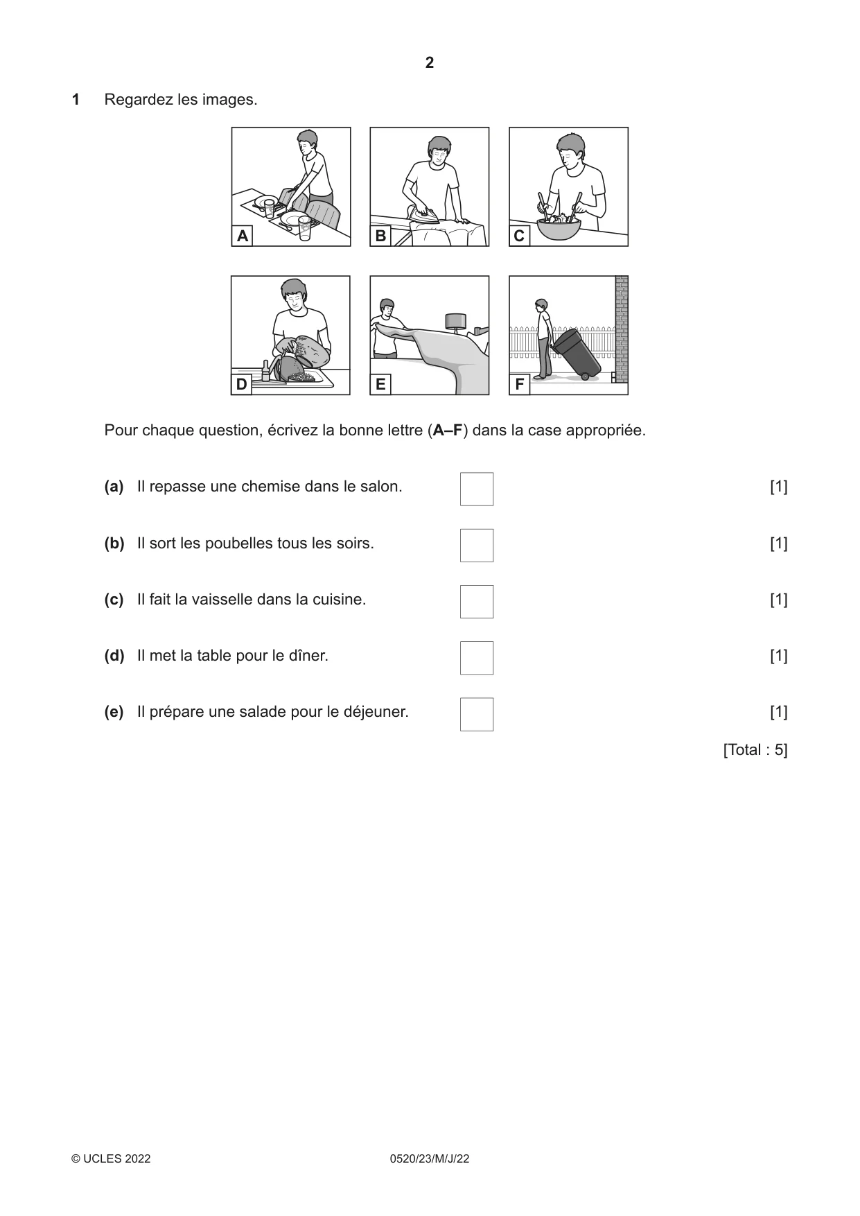 Cambridge IGCSE French - Foreign Language 0520 2022 May/June Paper 2 · Variant 3 question paper, page 2 of 12