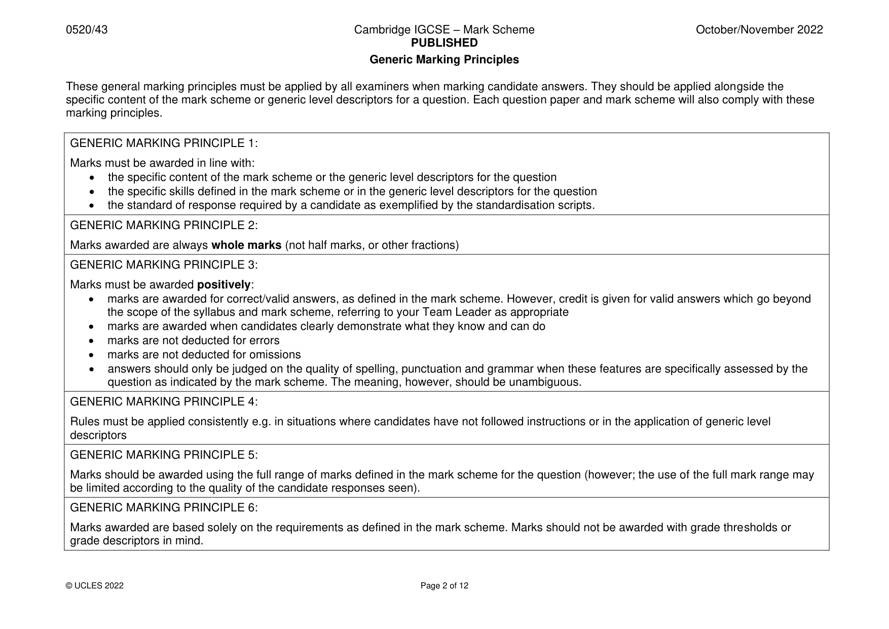 Mark scheme, page 2 of 12