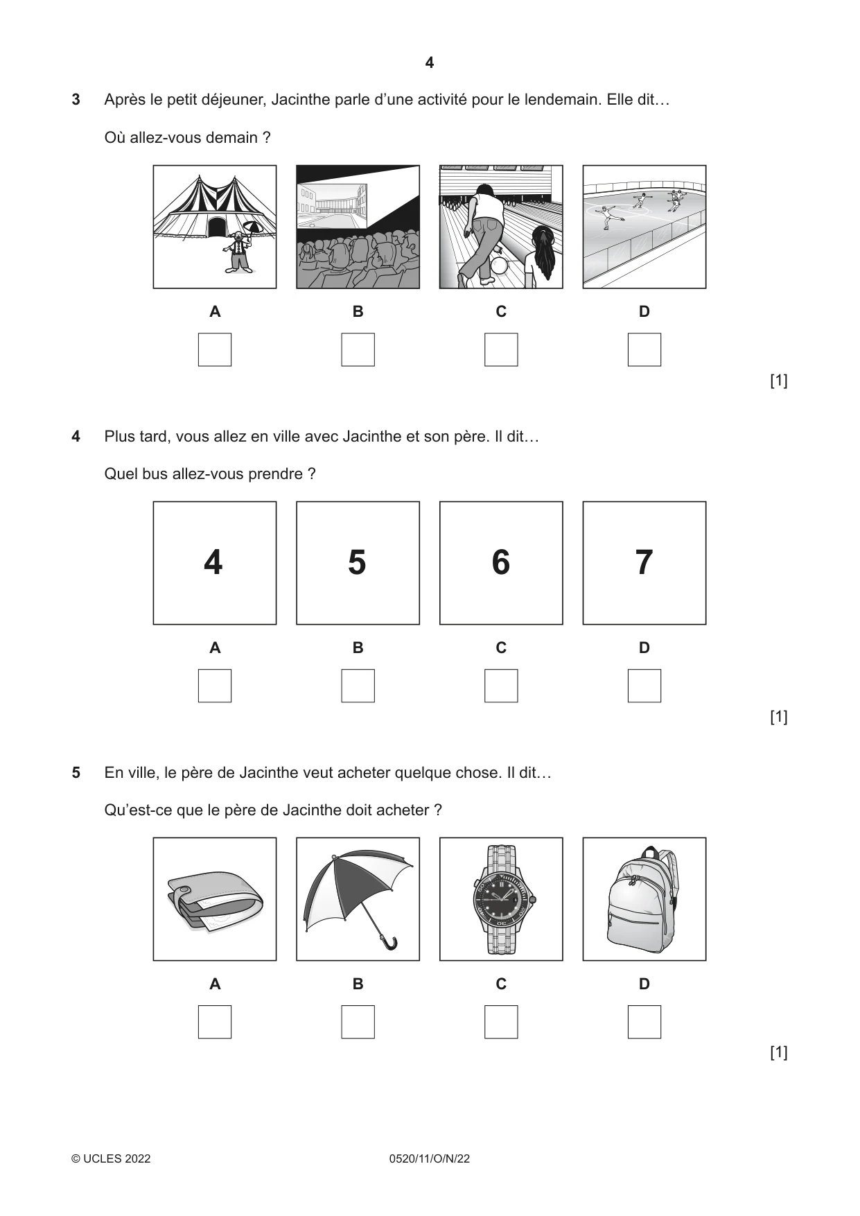 Cambridge IGCSE French - Foreign Language 0520 2022 Oct/Nov Paper 1 · Variant 1 question paper, page 4 of 16