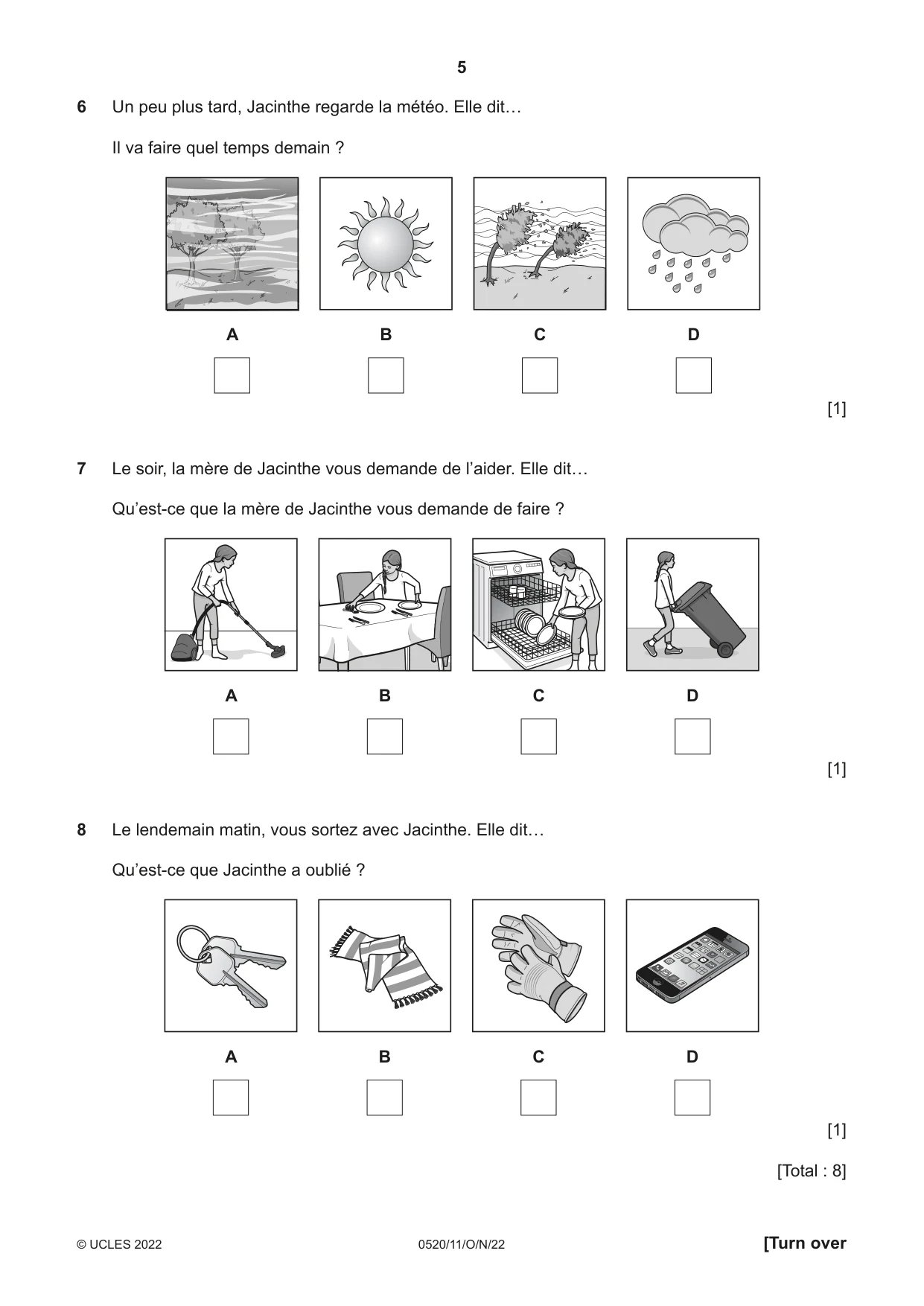 Cambridge IGCSE French - Foreign Language 0520 2022 Oct/Nov Paper 1 · Variant 1 question paper, page 5 of 16