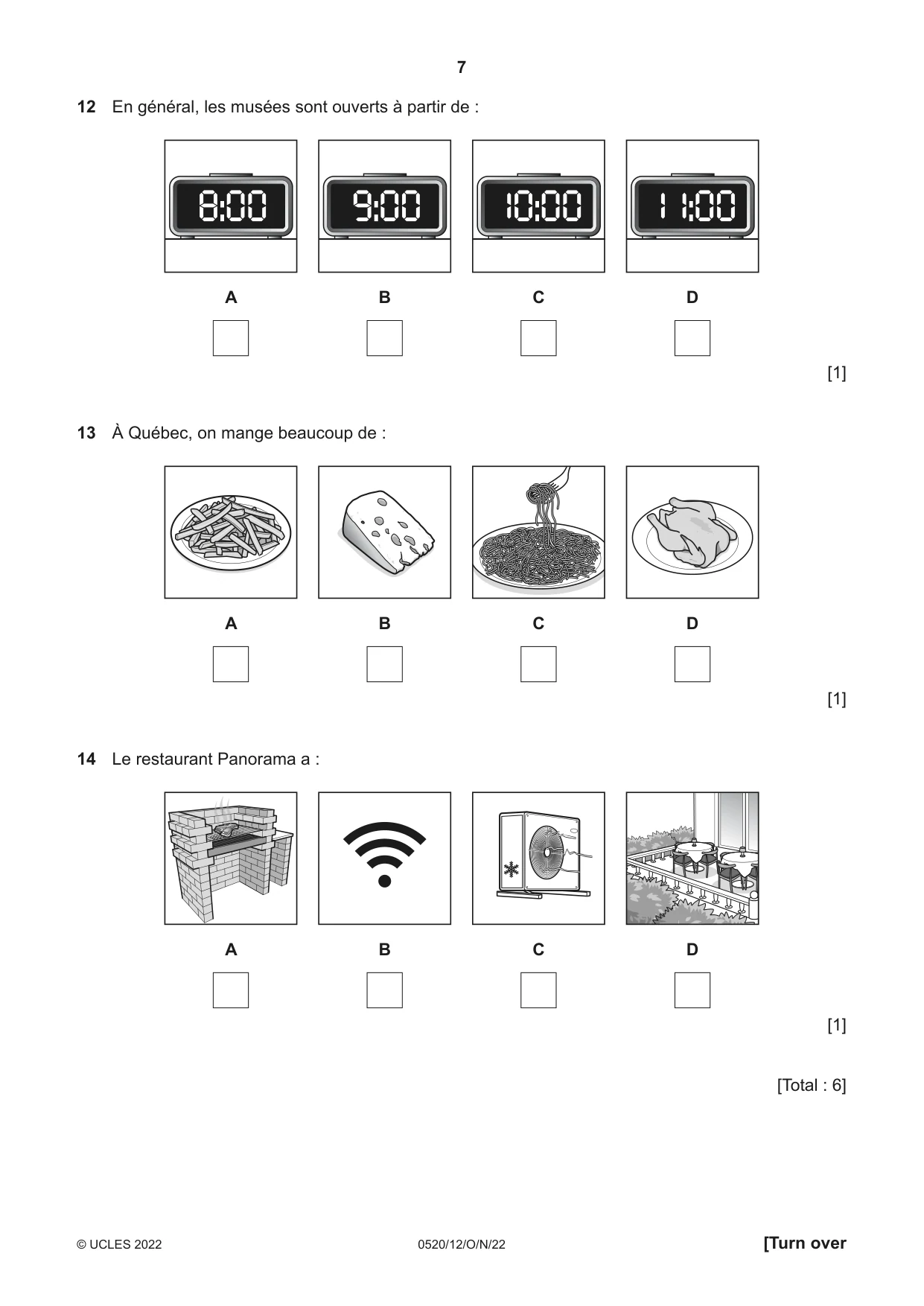 Cambridge IGCSE French - Foreign Language 0520 2022 Oct/Nov Paper 1 · Variant 2 question paper, page 7 of 16
