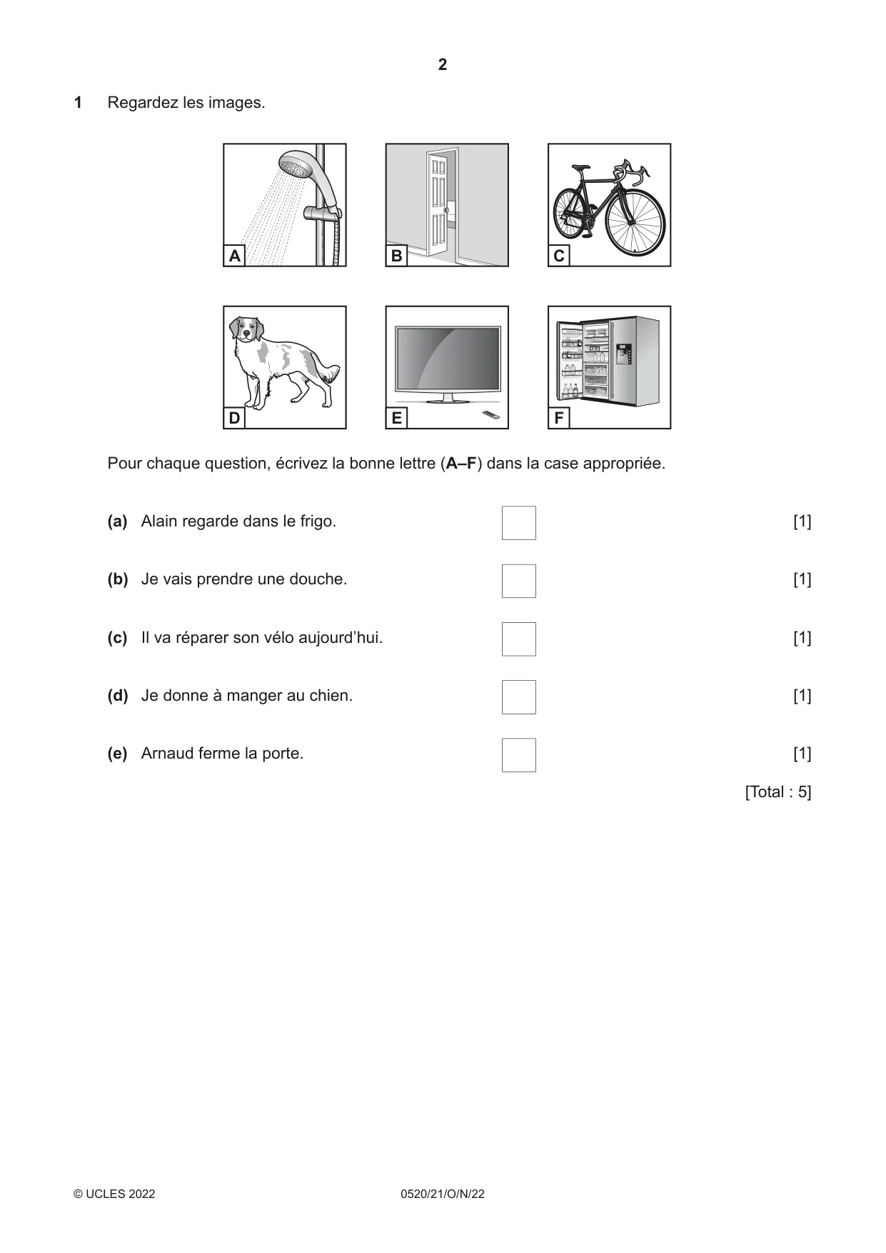 Cambridge IGCSE French - Foreign Language 0520 2022 Oct/Nov Paper 2 · Variant 1 question paper, page 2 of 12