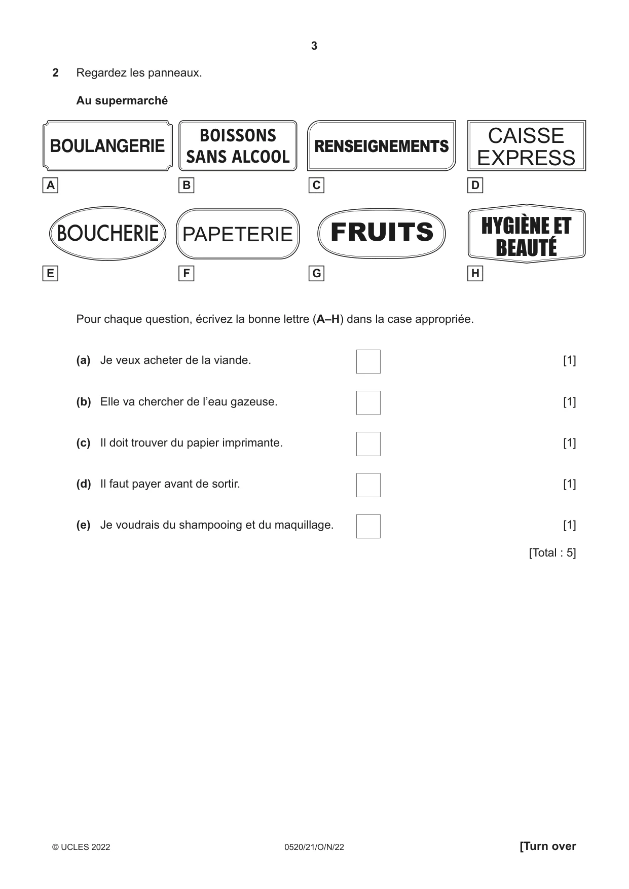 Cambridge IGCSE French - Foreign Language 0520 2022 Oct/Nov Paper 2 · Variant 1 question paper, page 3 of 12
