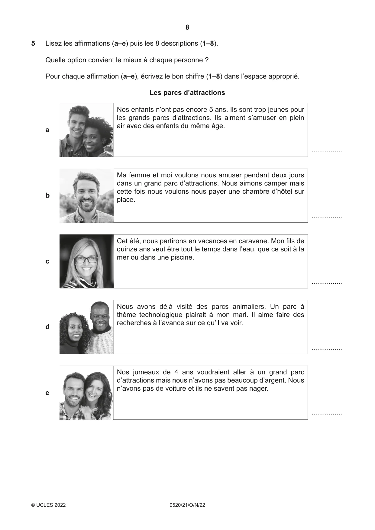 Cambridge IGCSE French - Foreign Language 0520 2022 Oct/Nov Paper 2 · Variant 1 question paper, page 8 of 12