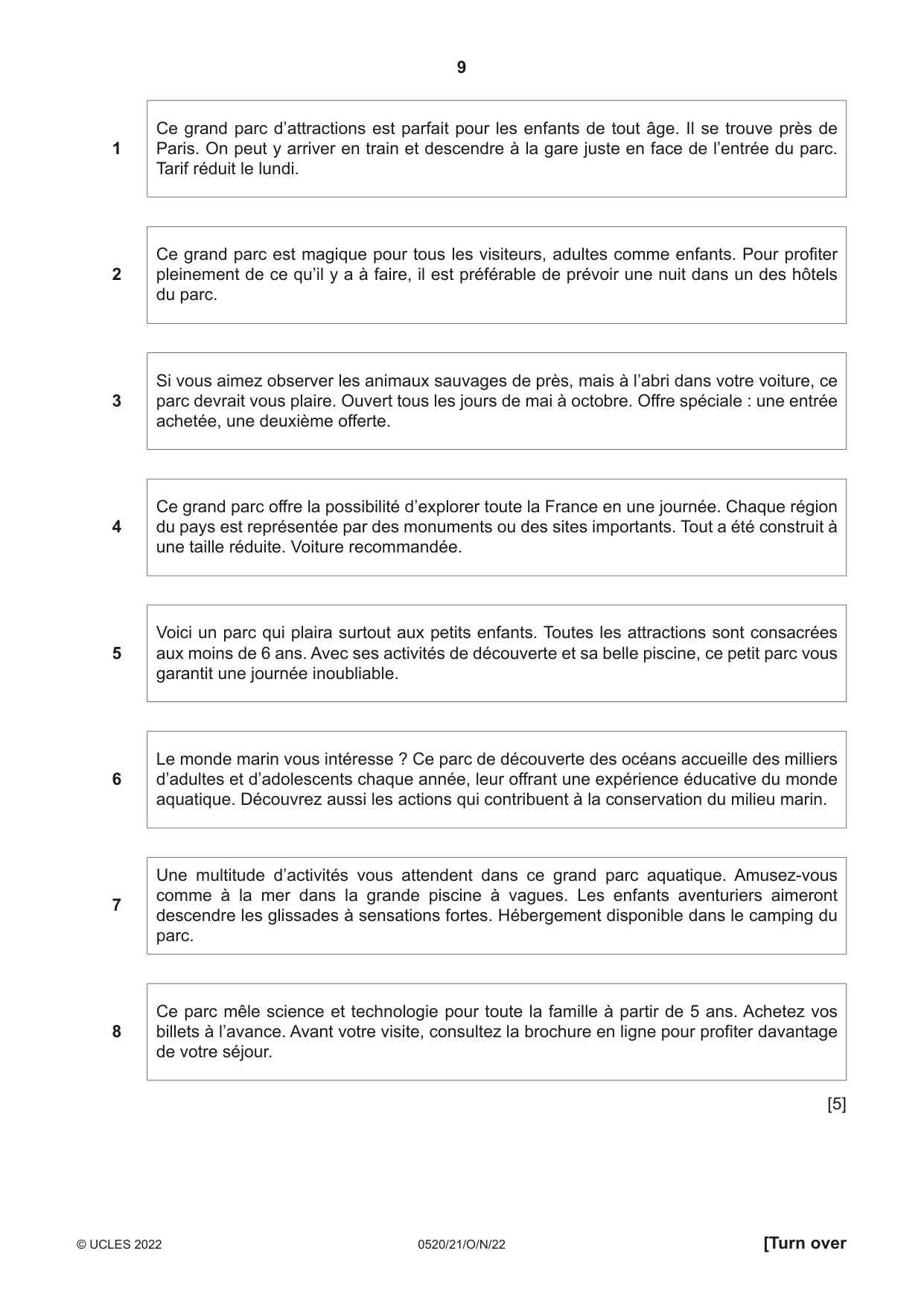 Cambridge IGCSE French - Foreign Language 0520 2022 Oct/Nov Paper 2 · Variant 1 question paper, page 9 of 12