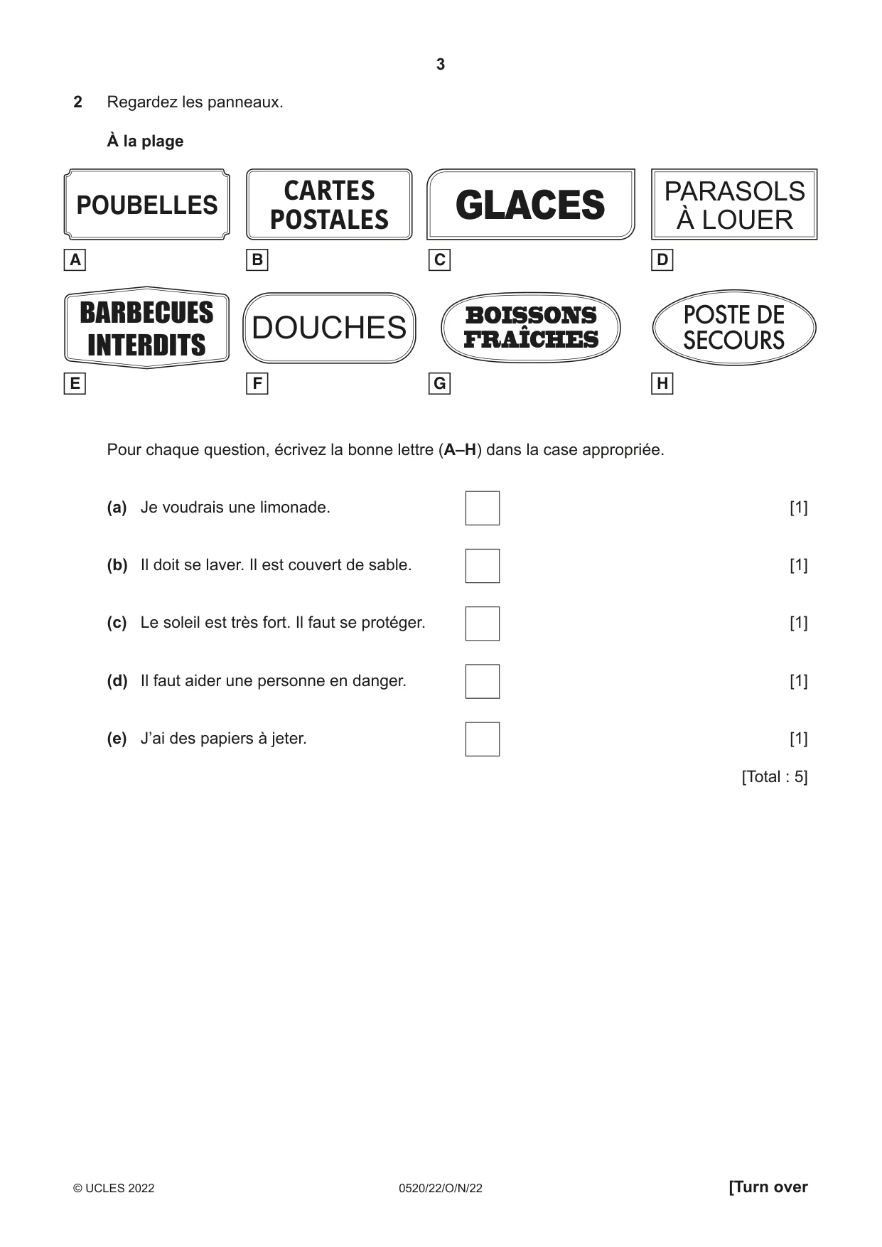 Cambridge IGCSE French - Foreign Language 0520 2022 Oct/Nov Paper 2 · Variant 2 question paper, page 3 of 12