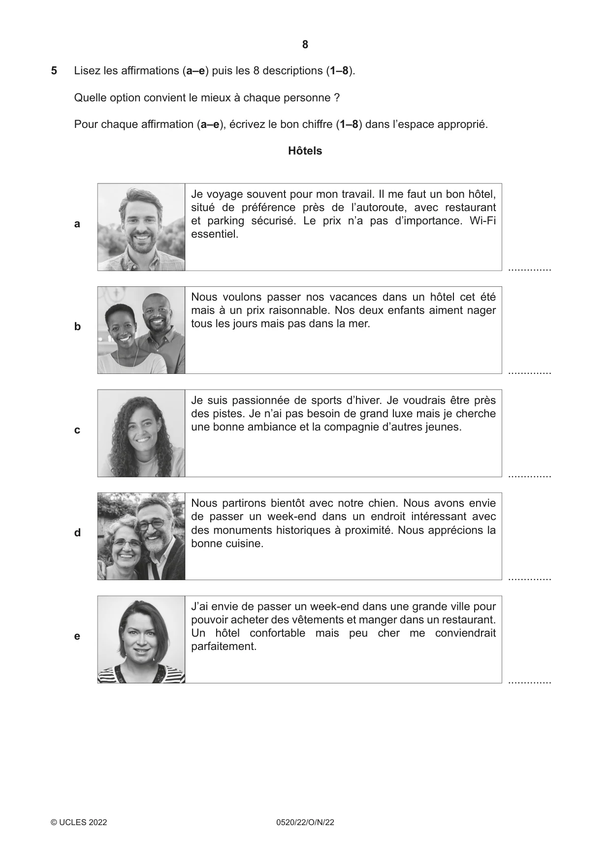 Cambridge IGCSE French - Foreign Language 0520 2022 Oct/Nov Paper 2 · Variant 2 question paper, page 8 of 12
