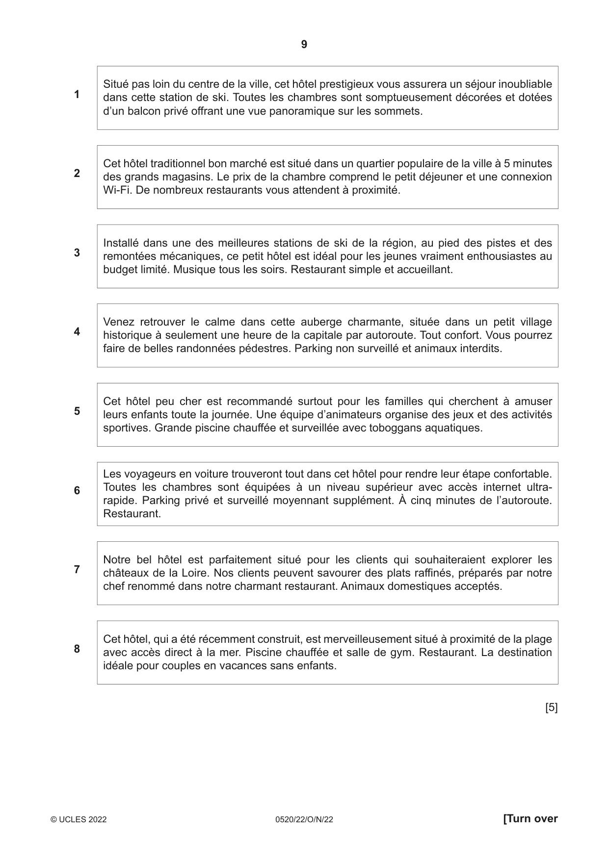 Cambridge IGCSE French - Foreign Language 0520 2022 Oct/Nov Paper 2 · Variant 2 question paper, page 9 of 12