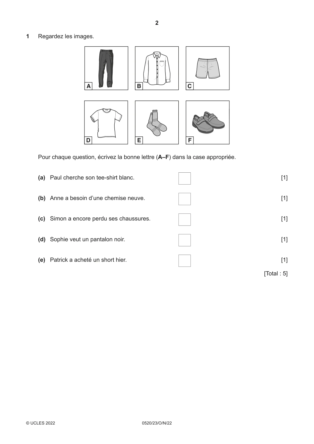 Cambridge IGCSE French - Foreign Language 0520 2022 Oct/Nov Paper 2 · Variant 3 question paper, page 2 of 12