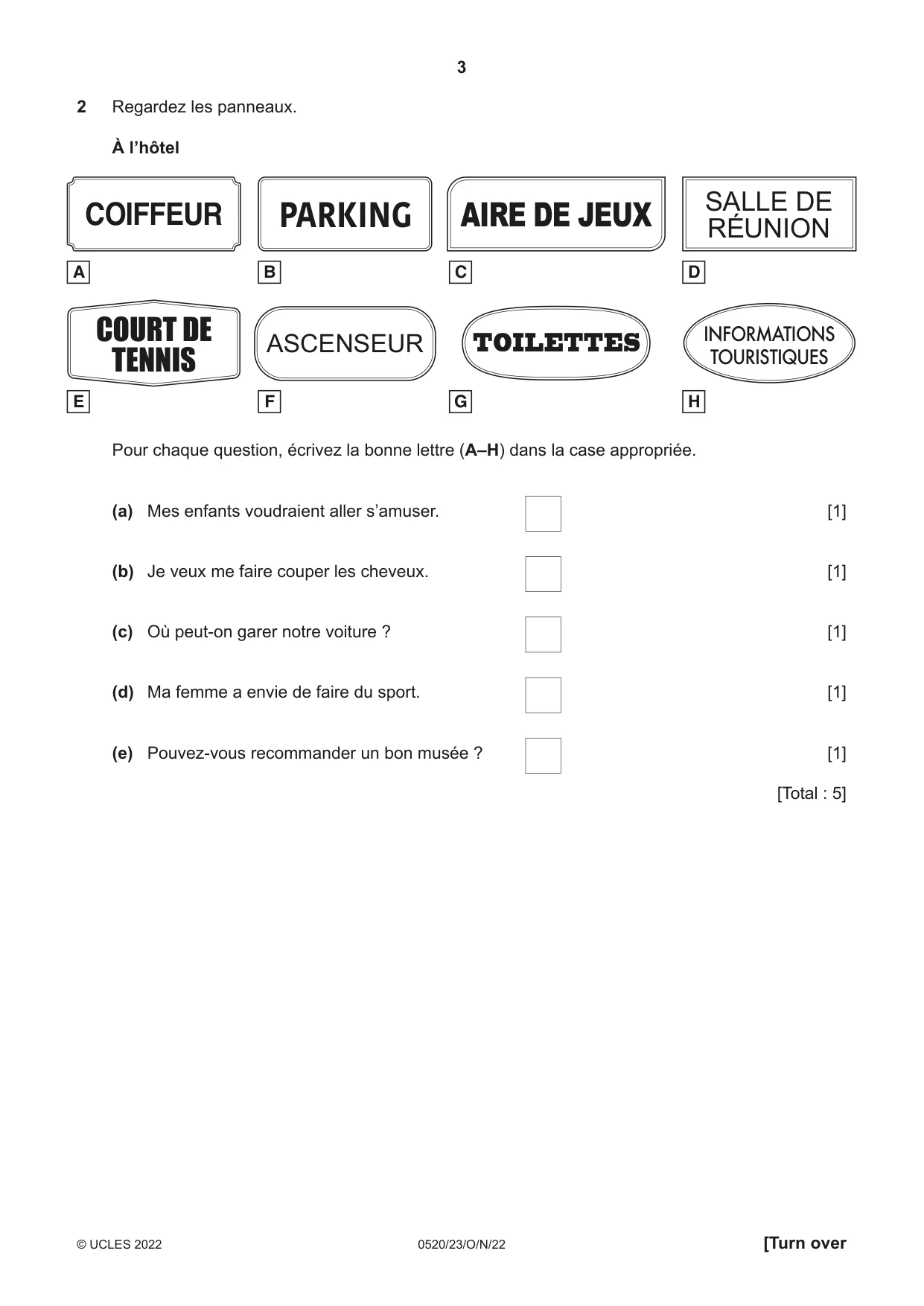 Cambridge IGCSE French - Foreign Language 0520 2022 Oct/Nov Paper 2 · Variant 3 question paper, page 3 of 12