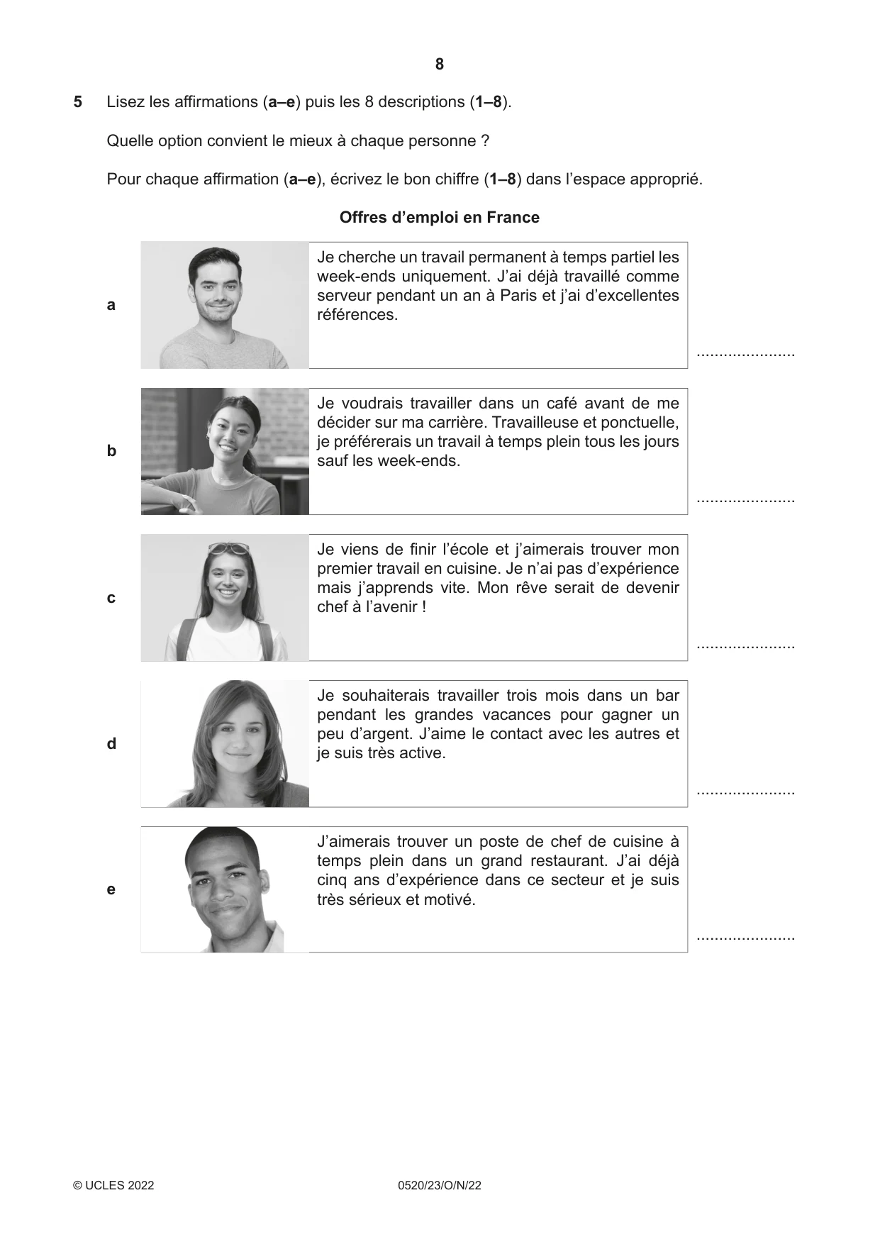 Cambridge IGCSE French - Foreign Language 0520 2022 Oct/Nov Paper 2 · Variant 3 question paper, page 8 of 12