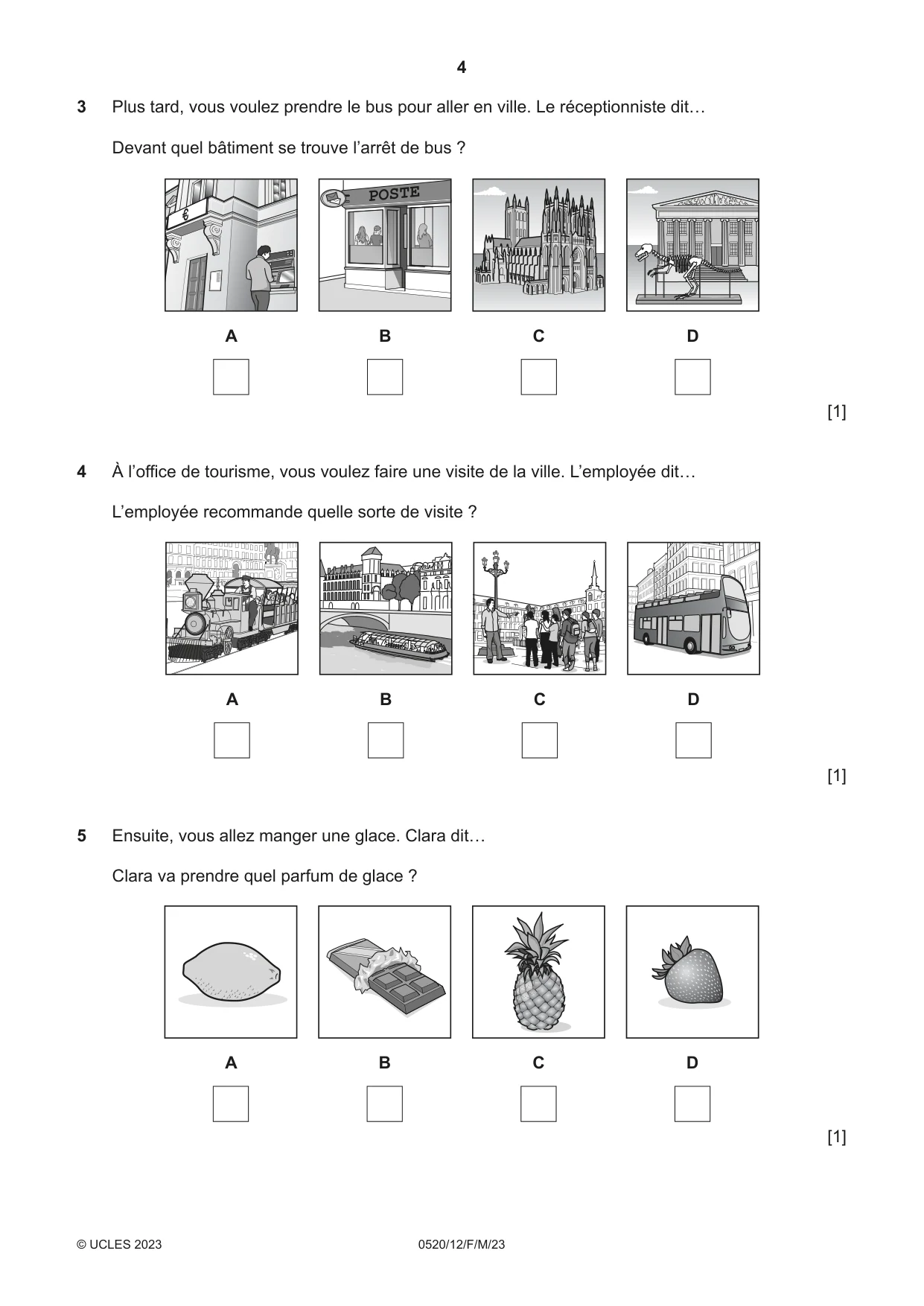 Cambridge IGCSE French - Foreign Language 0520 2023 Feb/March Paper 1 · Variant 2 question paper, page 4 of 16