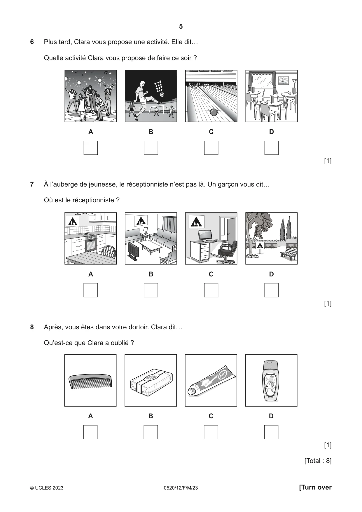 Cambridge IGCSE French - Foreign Language 0520 2023 Feb/March Paper 1 · Variant 2 question paper, page 5 of 16