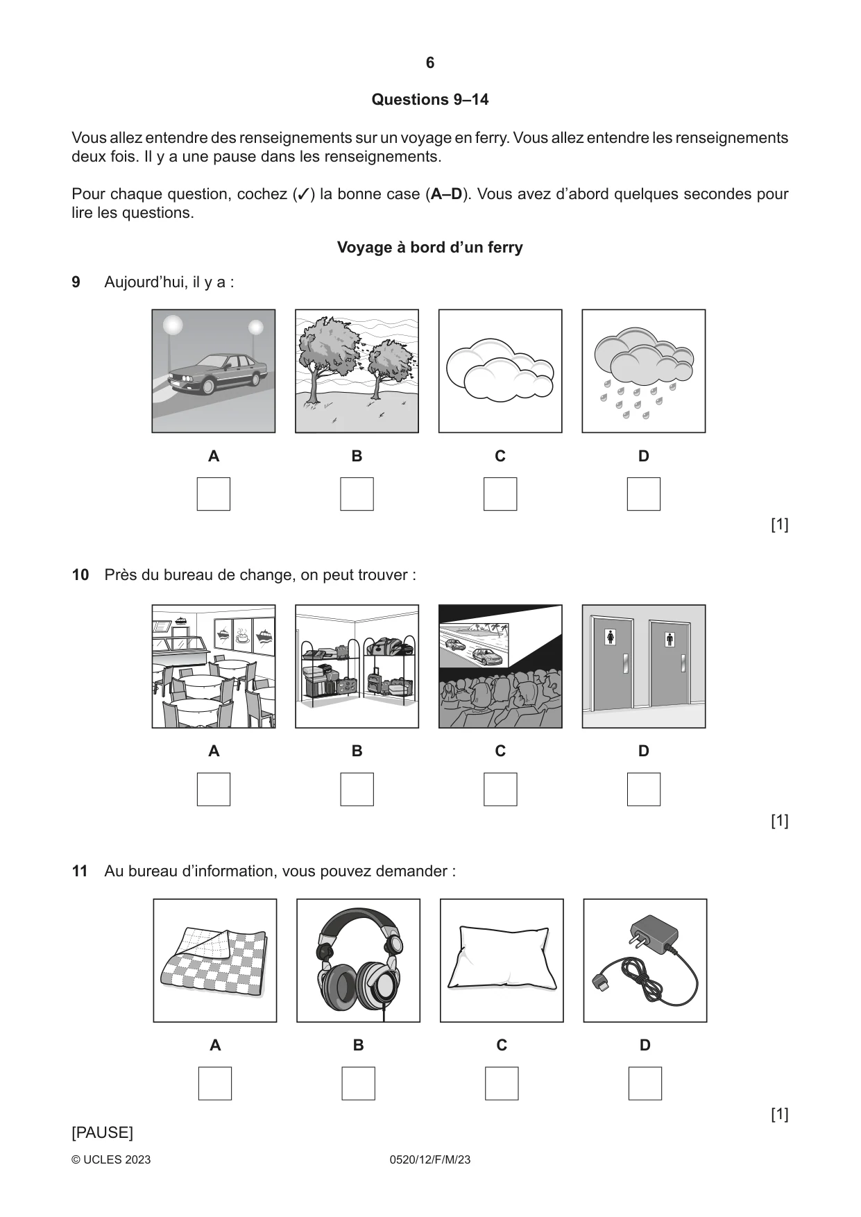 Cambridge IGCSE French - Foreign Language 0520 2023 Feb/March Paper 1 · Variant 2 question paper, page 6 of 16