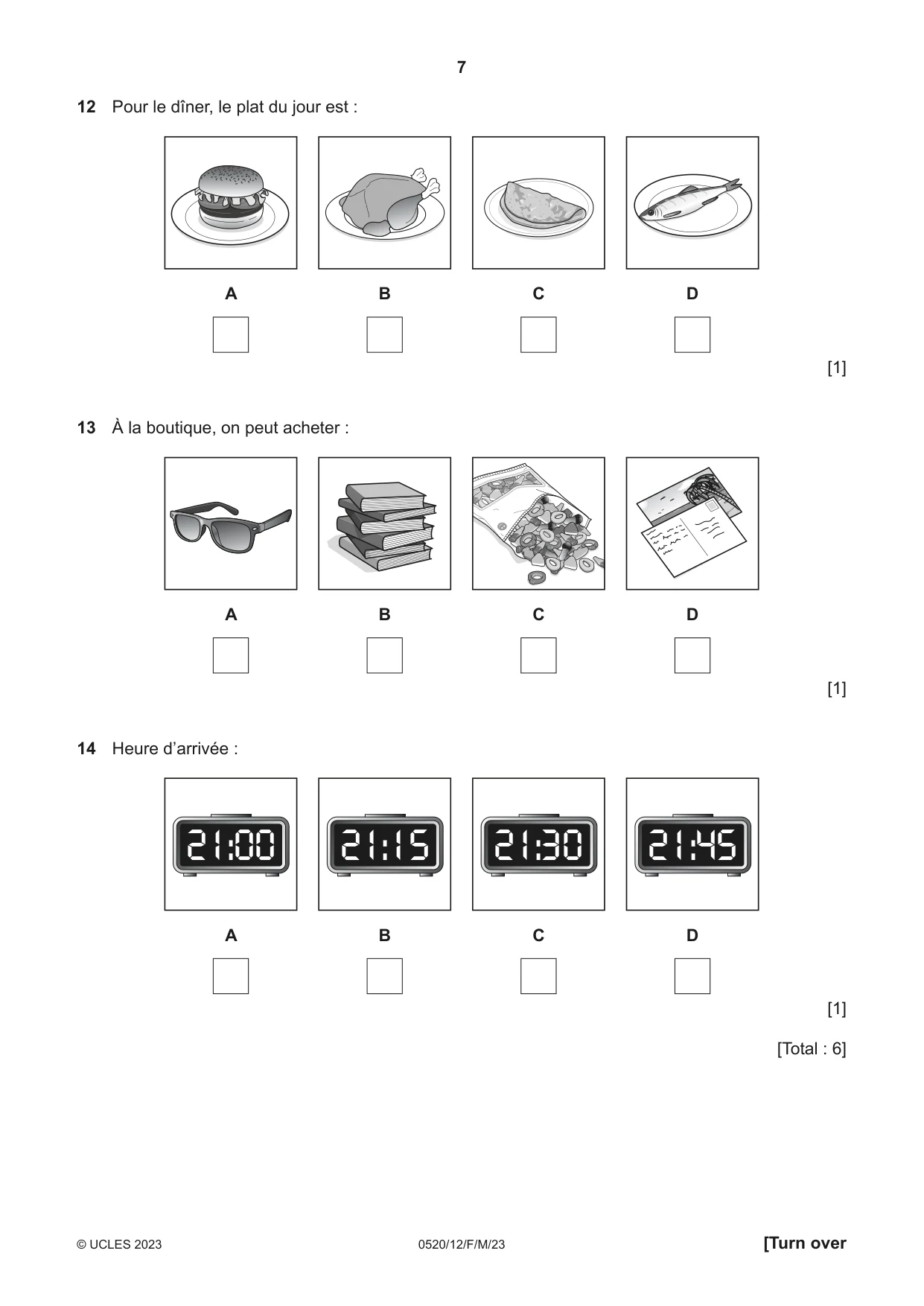 Cambridge IGCSE French - Foreign Language 0520 2023 Feb/March Paper 1 · Variant 2 question paper, page 7 of 16