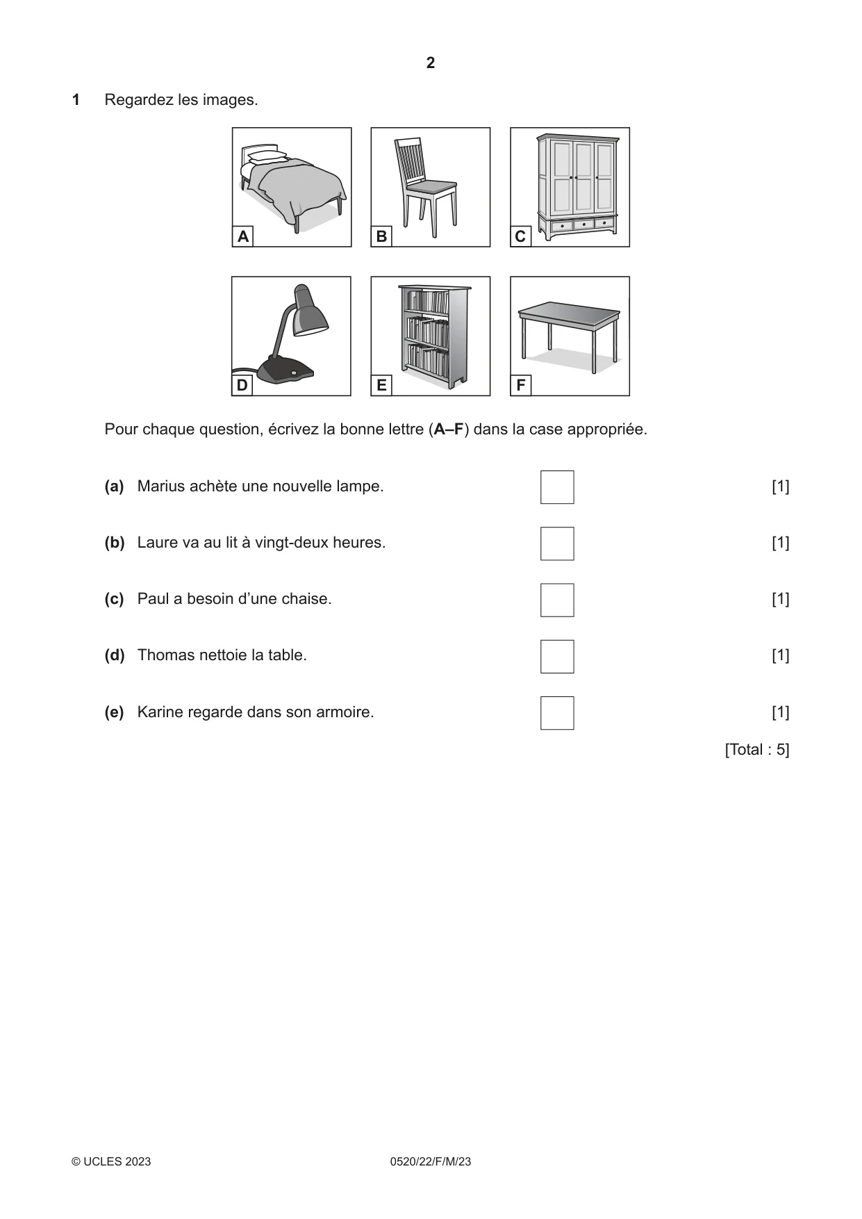 Cambridge IGCSE French - Foreign Language 0520 2023 Feb/March Paper 2 · Variant 2 question paper, page 2 of 12