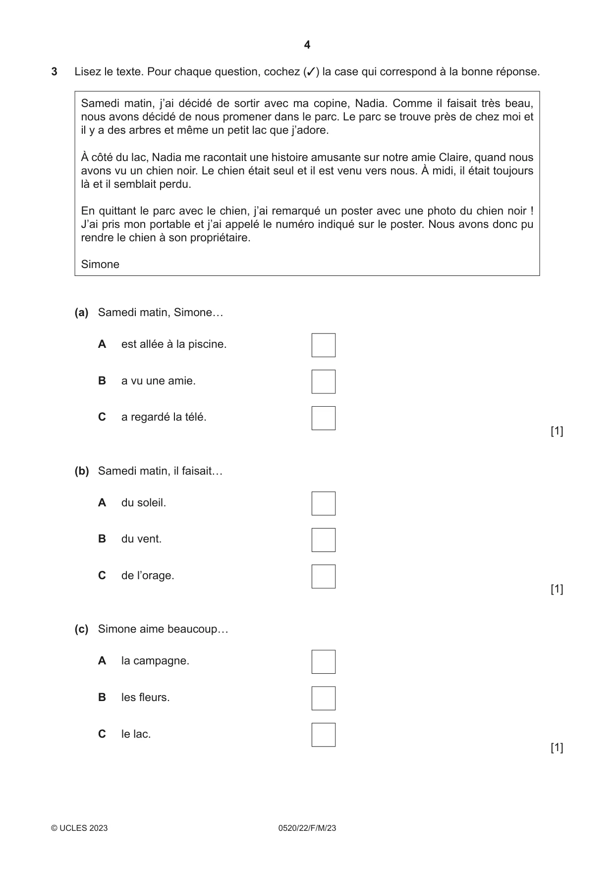 Cambridge IGCSE French - Foreign Language 0520 2023 Feb/March Paper 2 · Variant 2 question paper, page 4 of 12