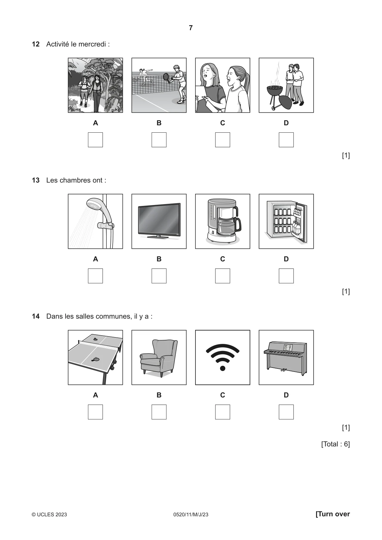 Cambridge IGCSE French - Foreign Language 0520 2023 May/June Paper 1 · Variant 1 question paper, page 7 of 16