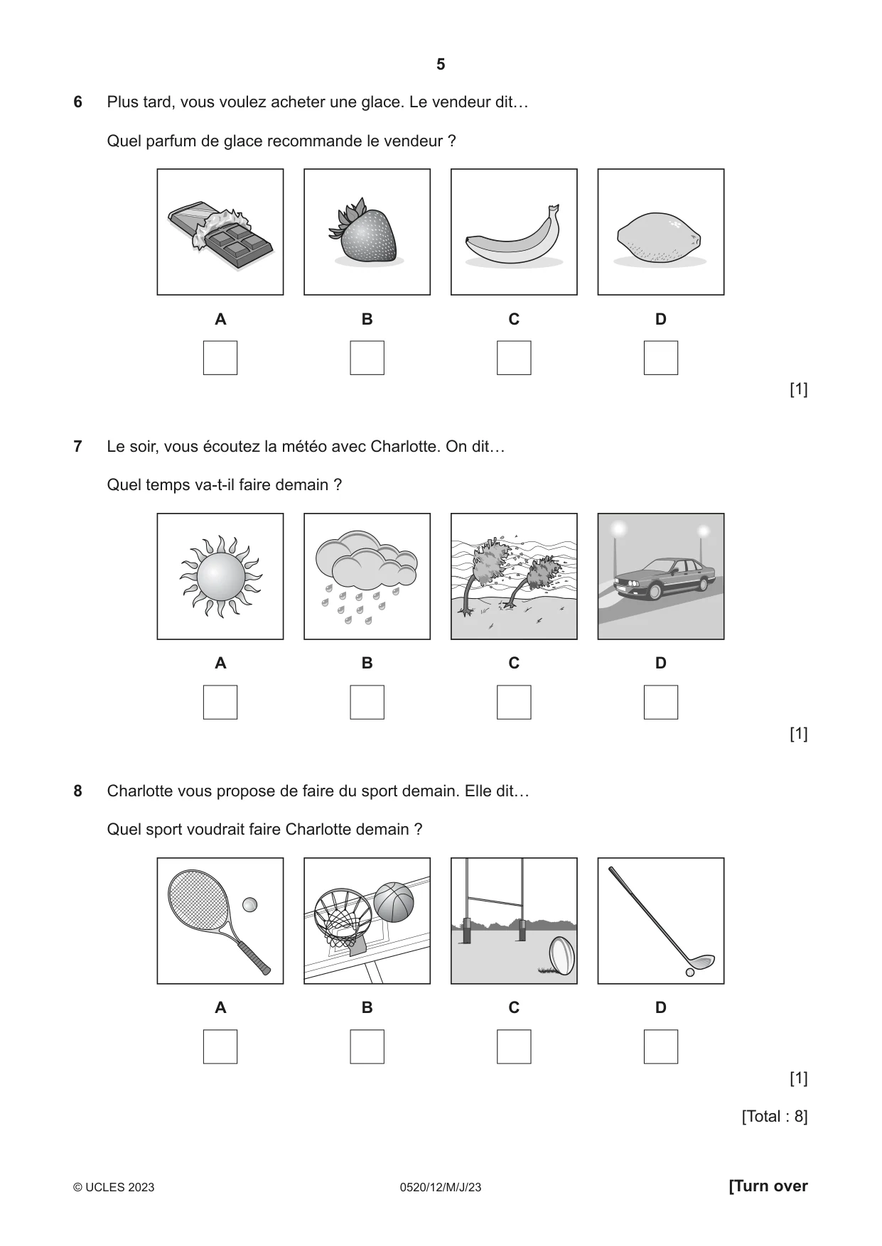Cambridge IGCSE French - Foreign Language 0520 2023 May/June Paper 1 · Variant 2 question paper, page 5 of 16