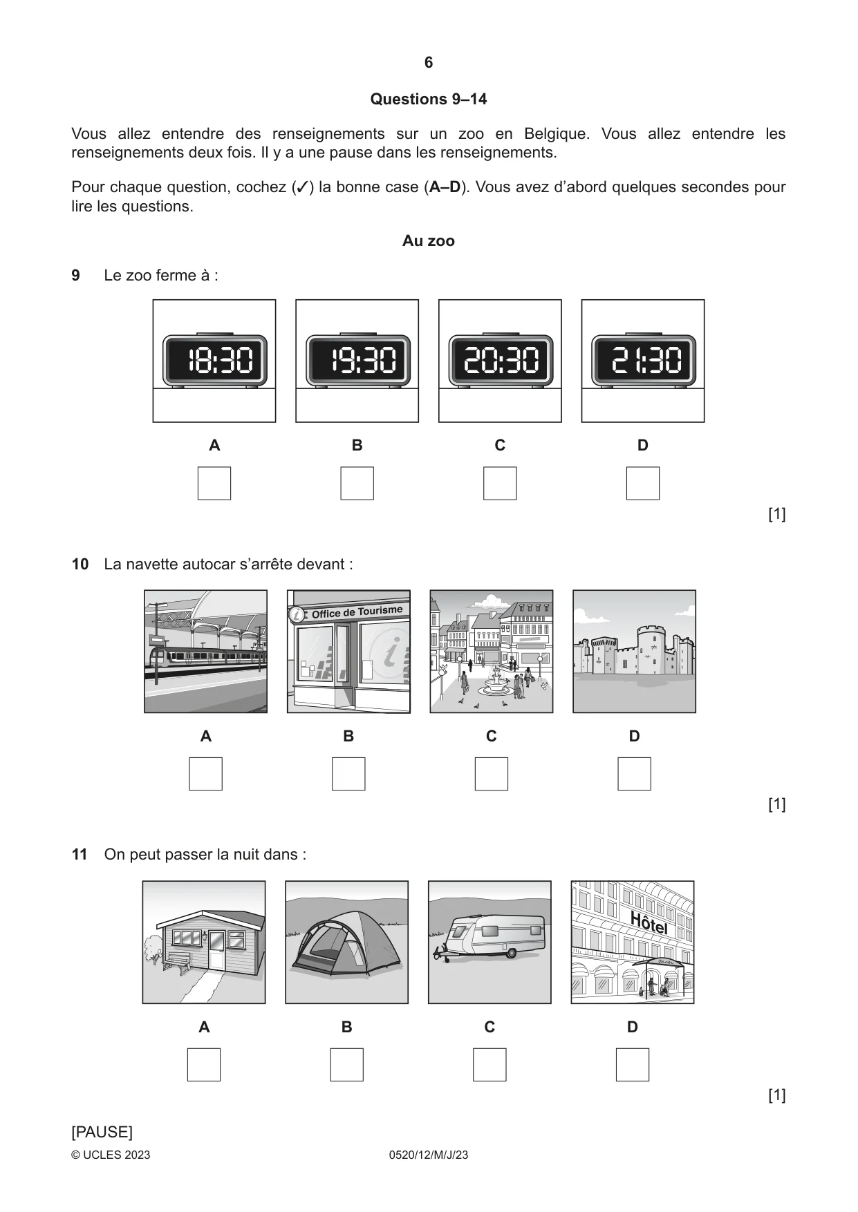Cambridge IGCSE French - Foreign Language 0520 2023 May/June Paper 1 · Variant 2 question paper, page 6 of 16
