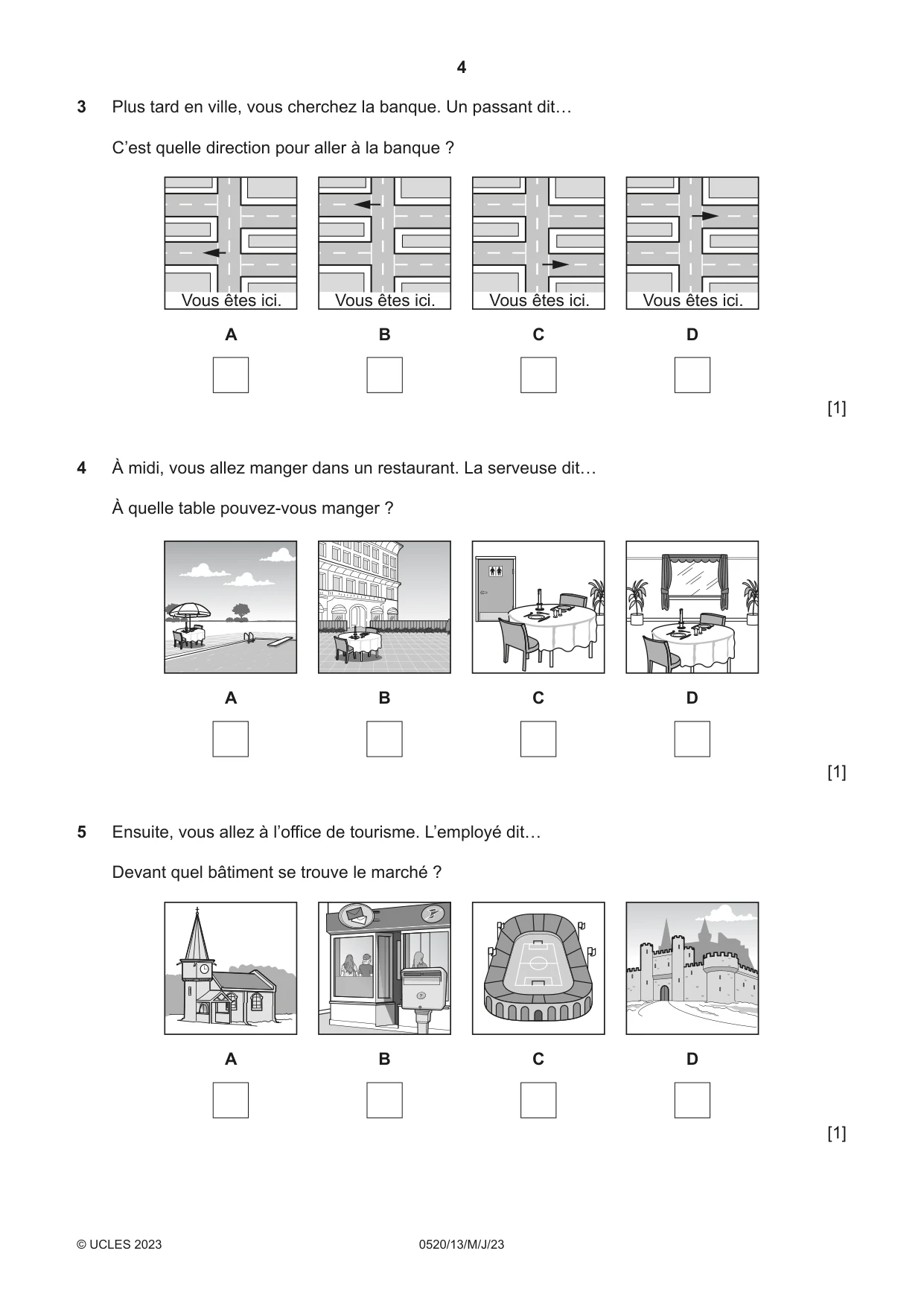 Cambridge IGCSE French - Foreign Language 0520 2023 May/June Paper 1 · Variant 3 question paper, page 4 of 16
