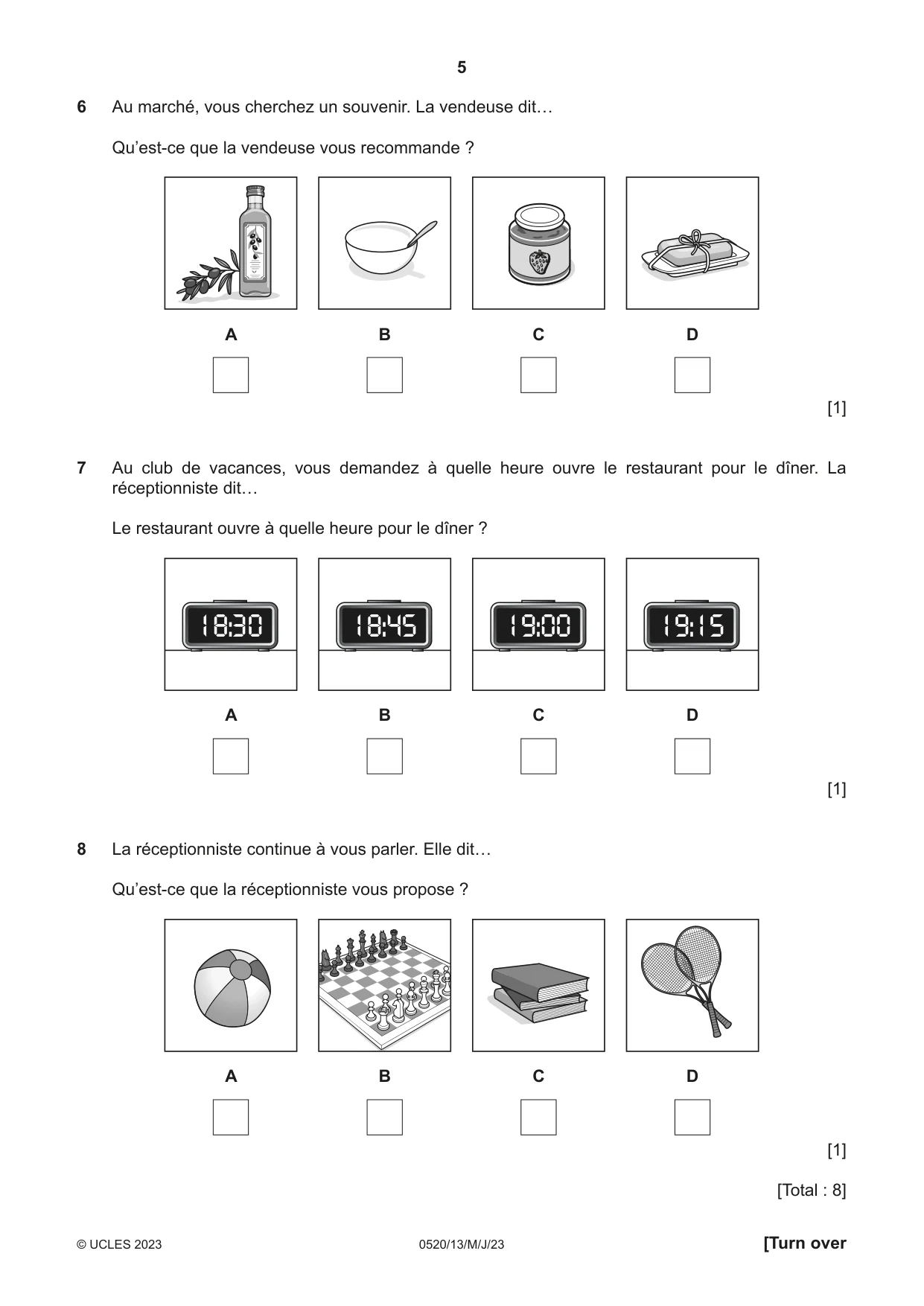 Cambridge IGCSE French - Foreign Language 0520 2023 May/June Paper 1 · Variant 3 question paper, page 5 of 16