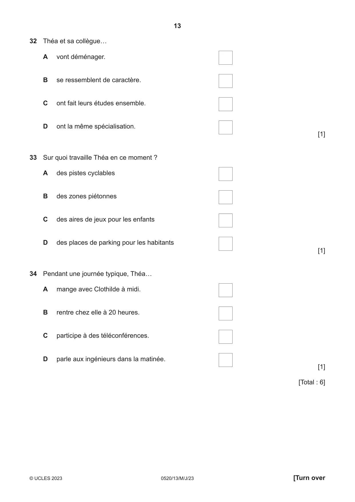 Cambridge IGCSE French - Foreign Language 0520 2023 May/June Paper 1 · Variant 3 question paper, page 13 of 16